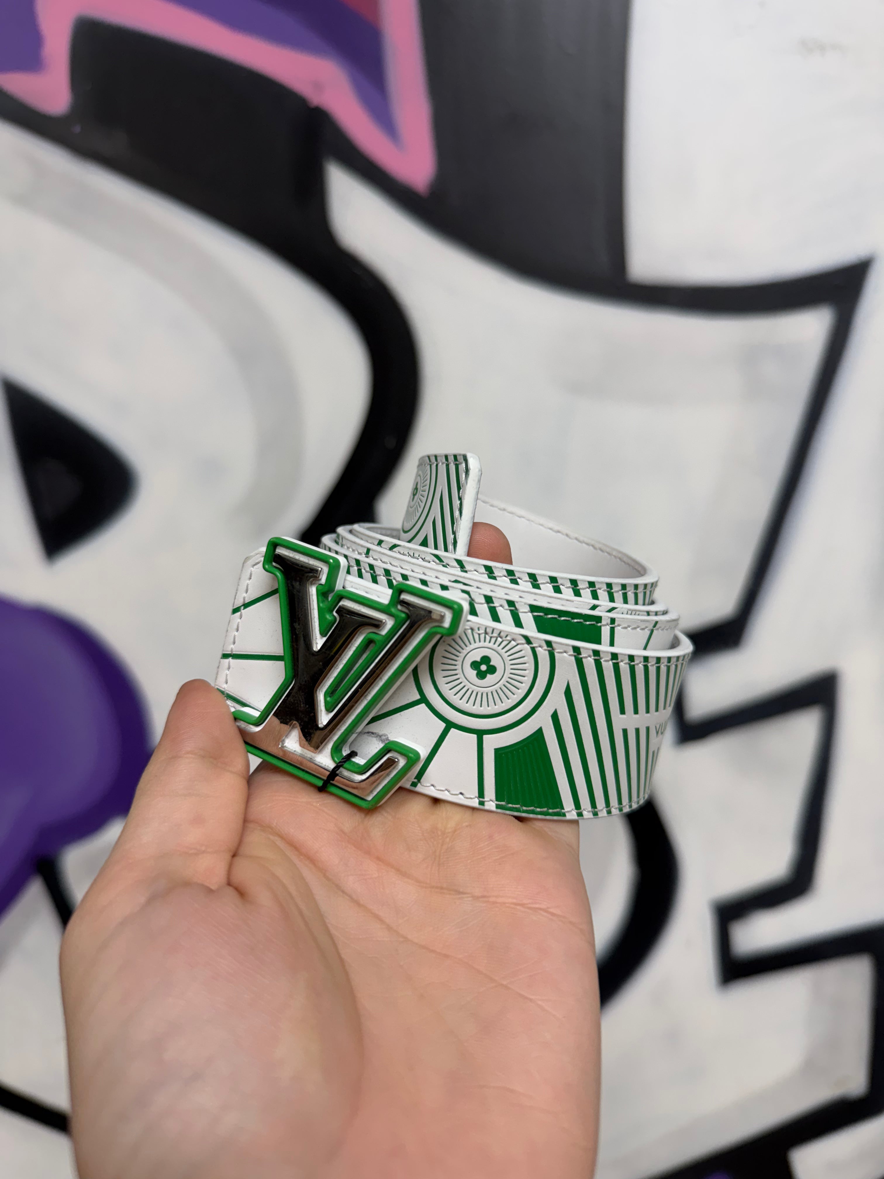 Louis Vuitton White Green (95-38) Belt