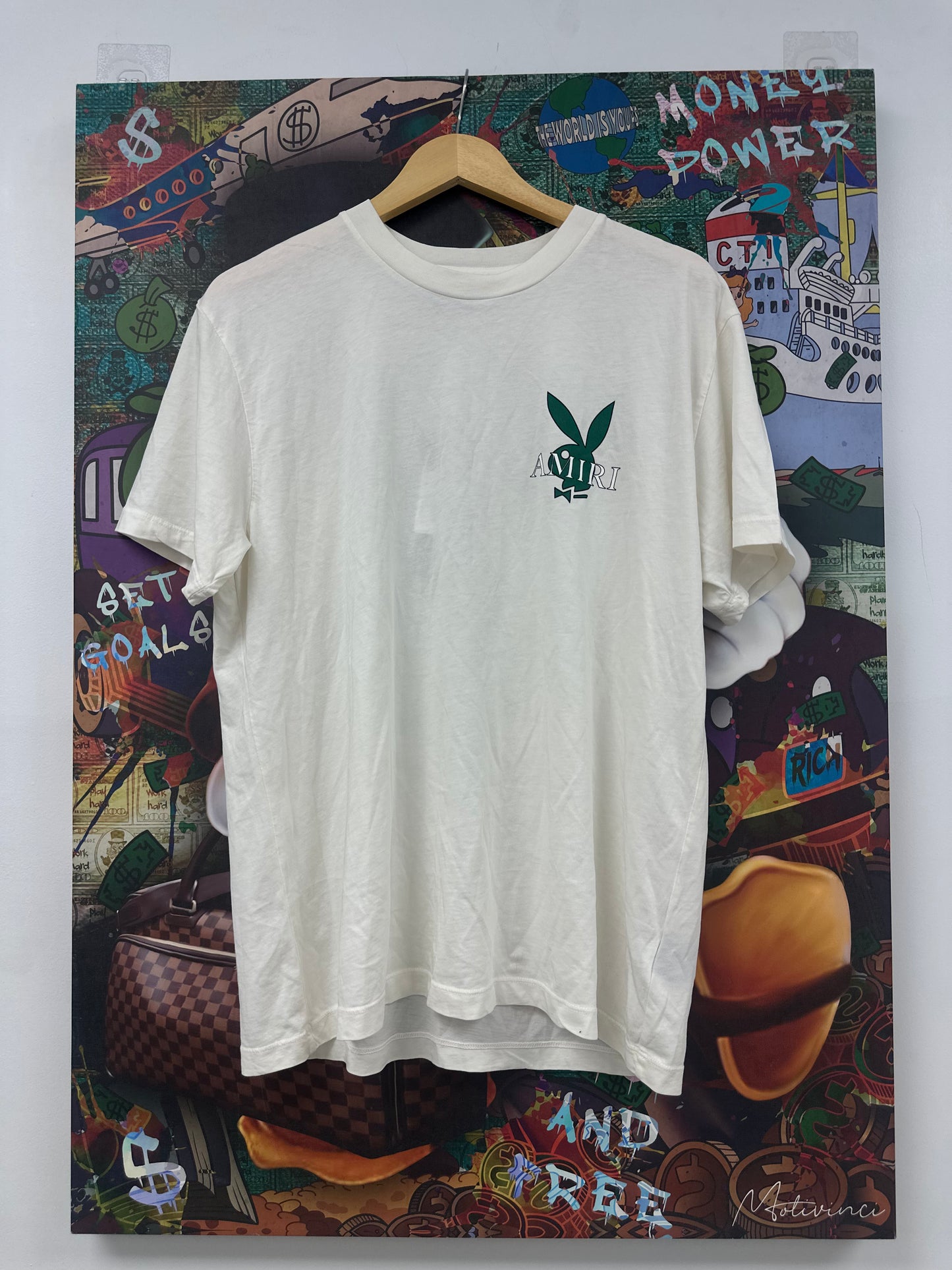 Amiri Tee Playboy White Green New Small With Tags