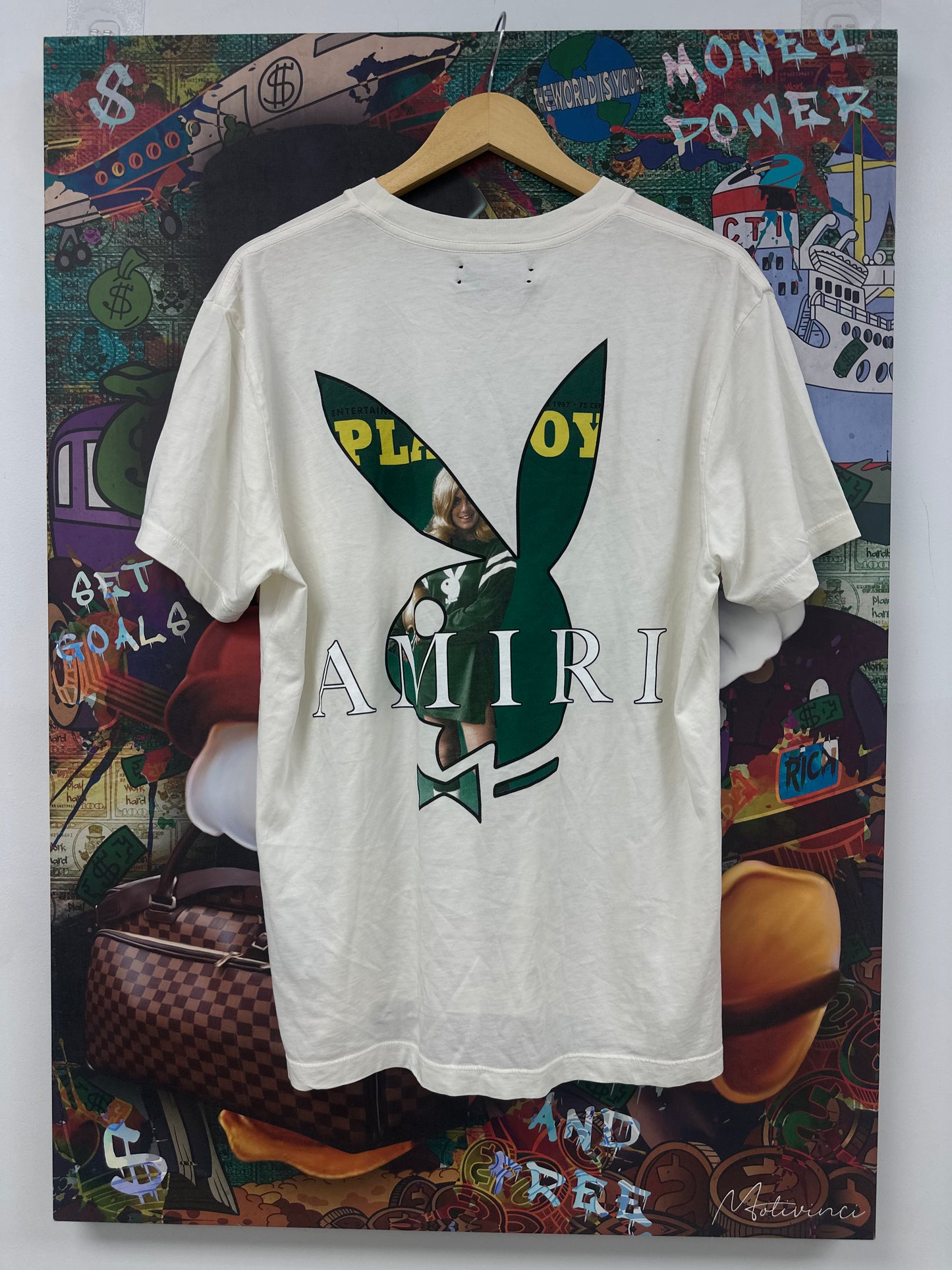 Amiri Tee Playboy White Green New Small With Tags