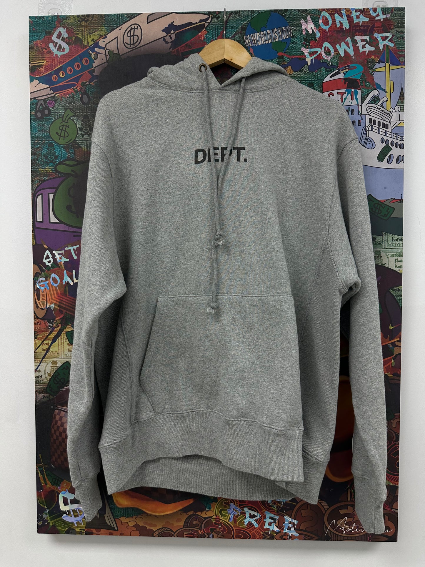 Gallery Dept Classic Logo Hoodie Grey Black New Large With Tags