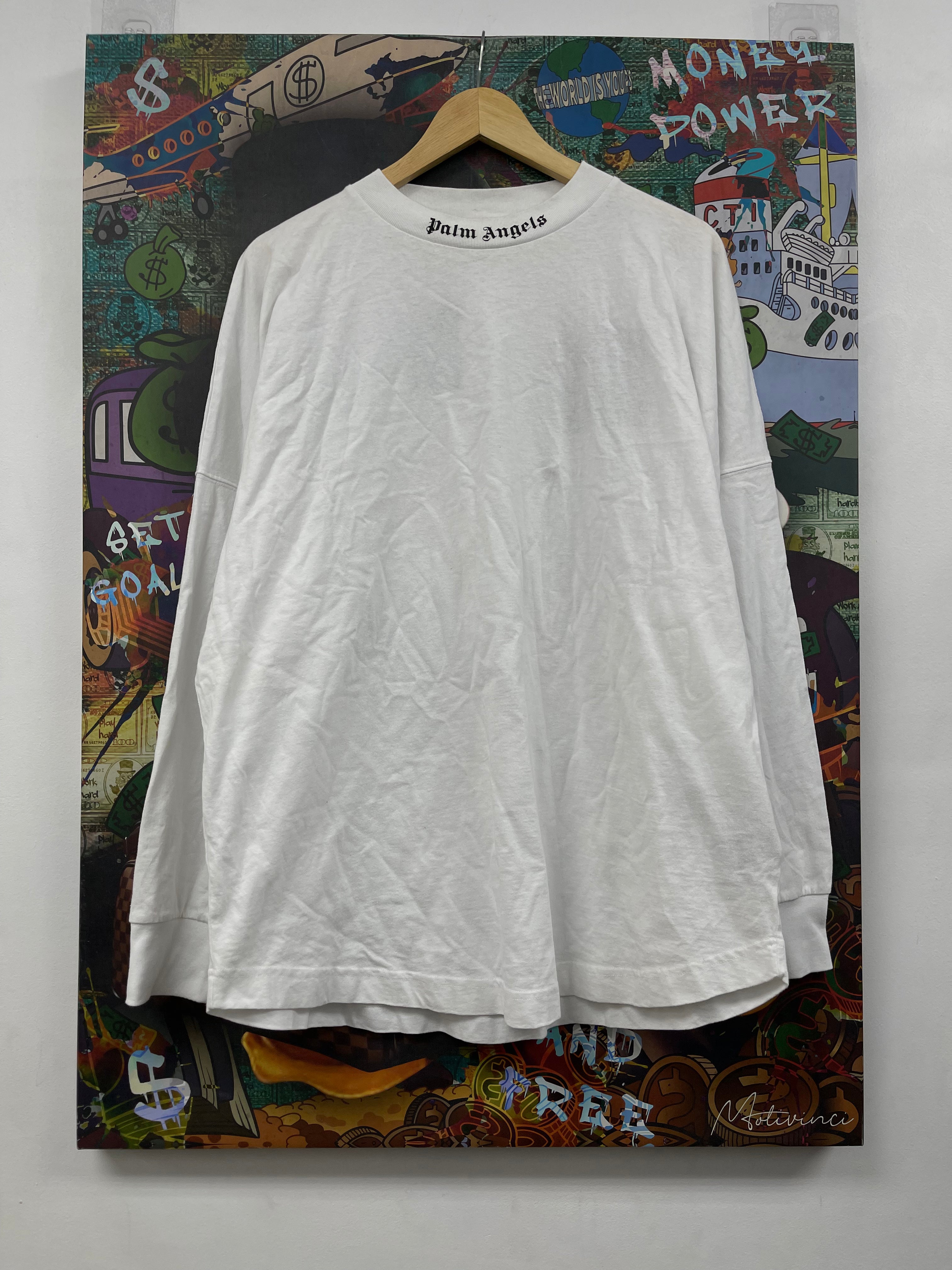 Palm Angels White Black Shoulder Logo Long Sleeve