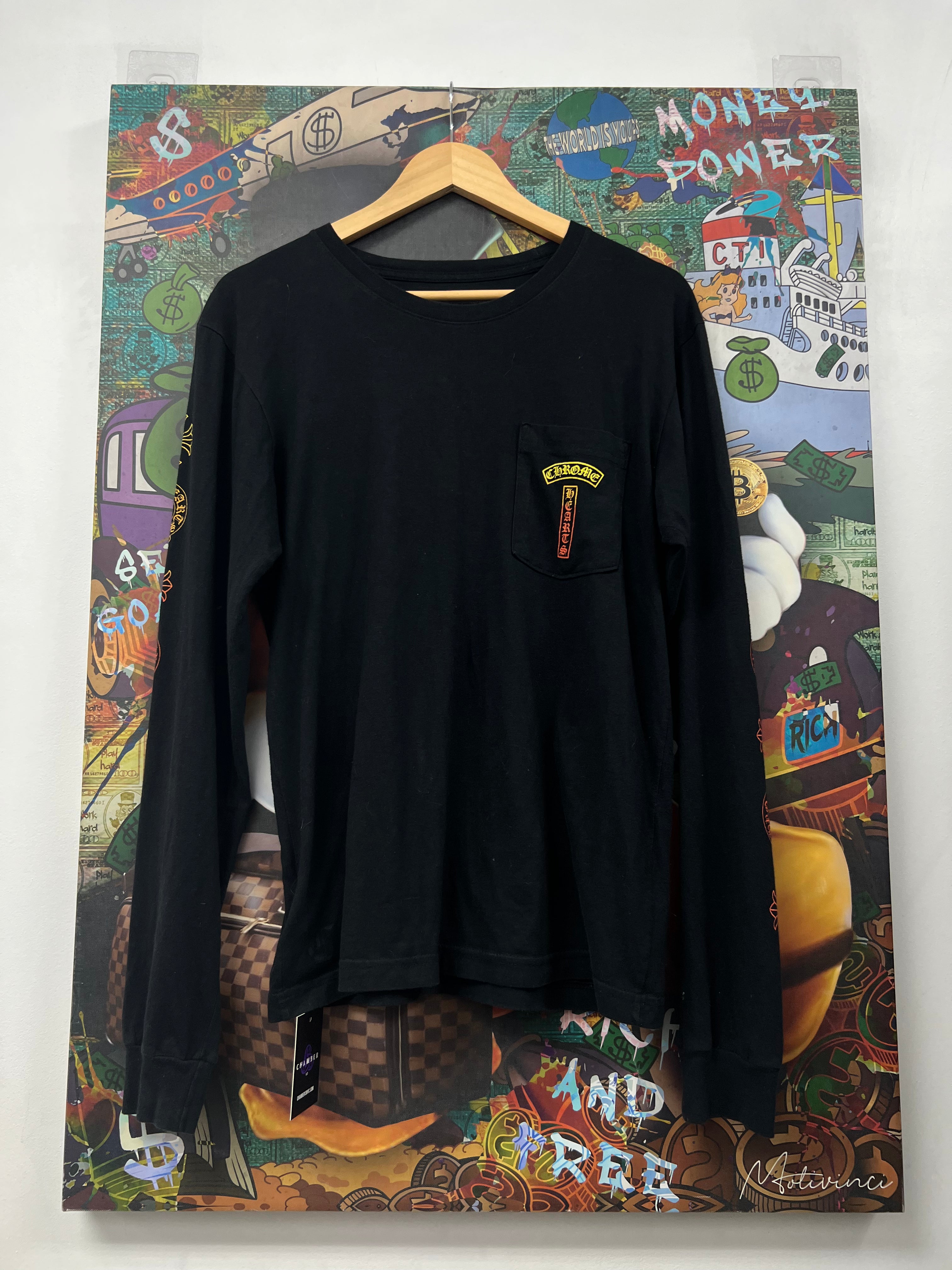 Chrome Hearts Black Gradient Orange T-Bar Long Sleeve