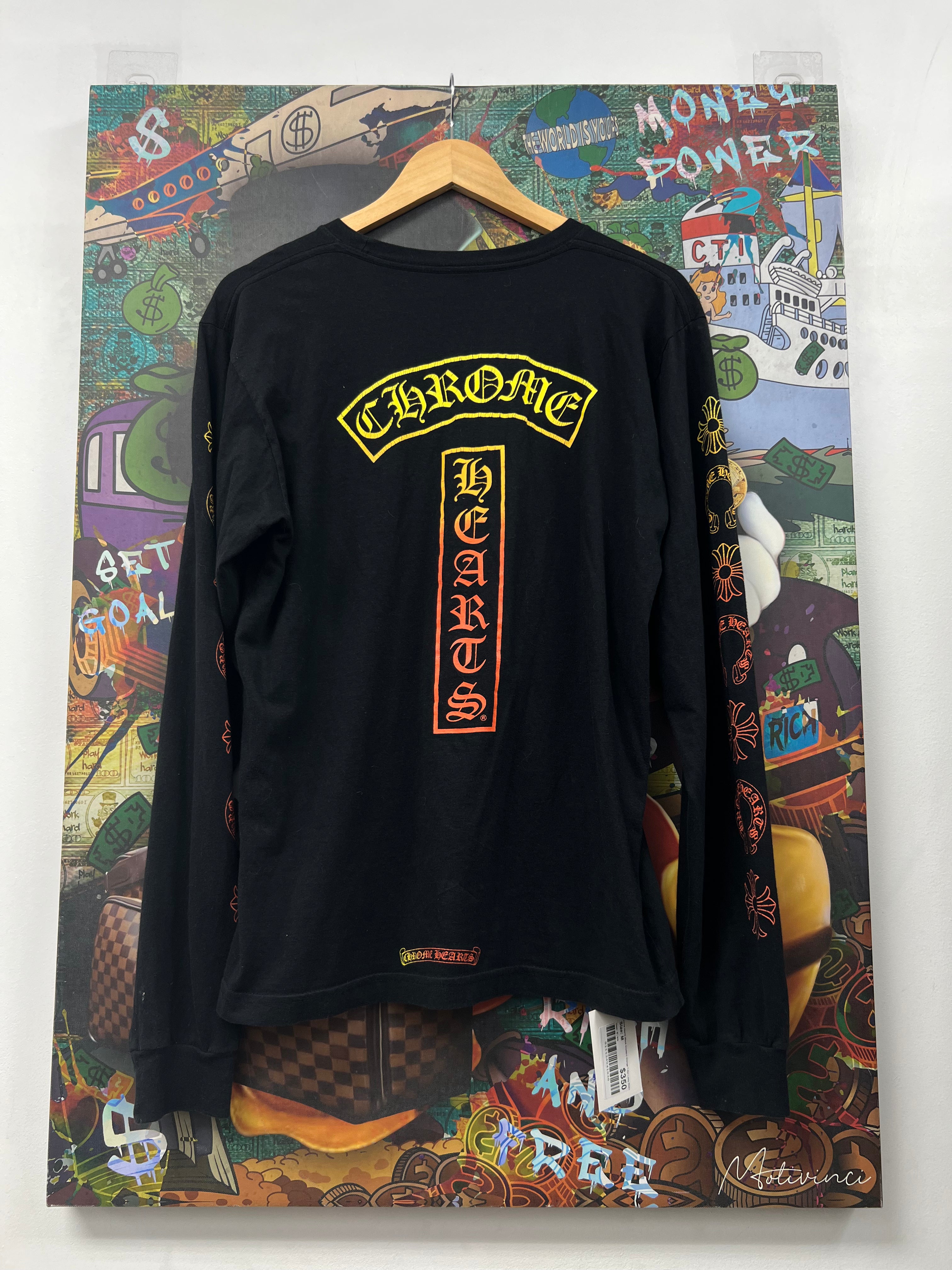 Chrome Hearts Black Gradient Orange T-Bar Long Sleeve