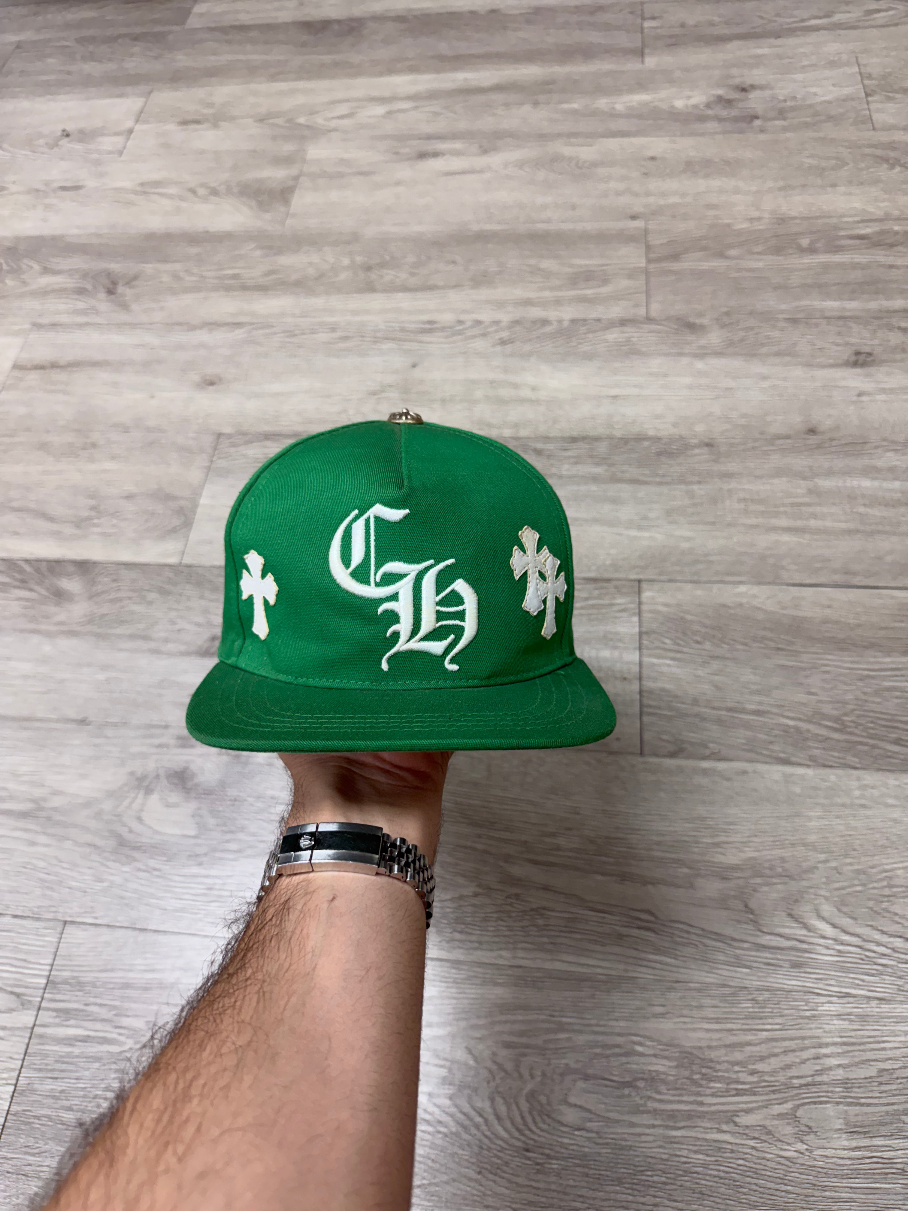 Chrome  Hearts Green White CH Baseball Hat