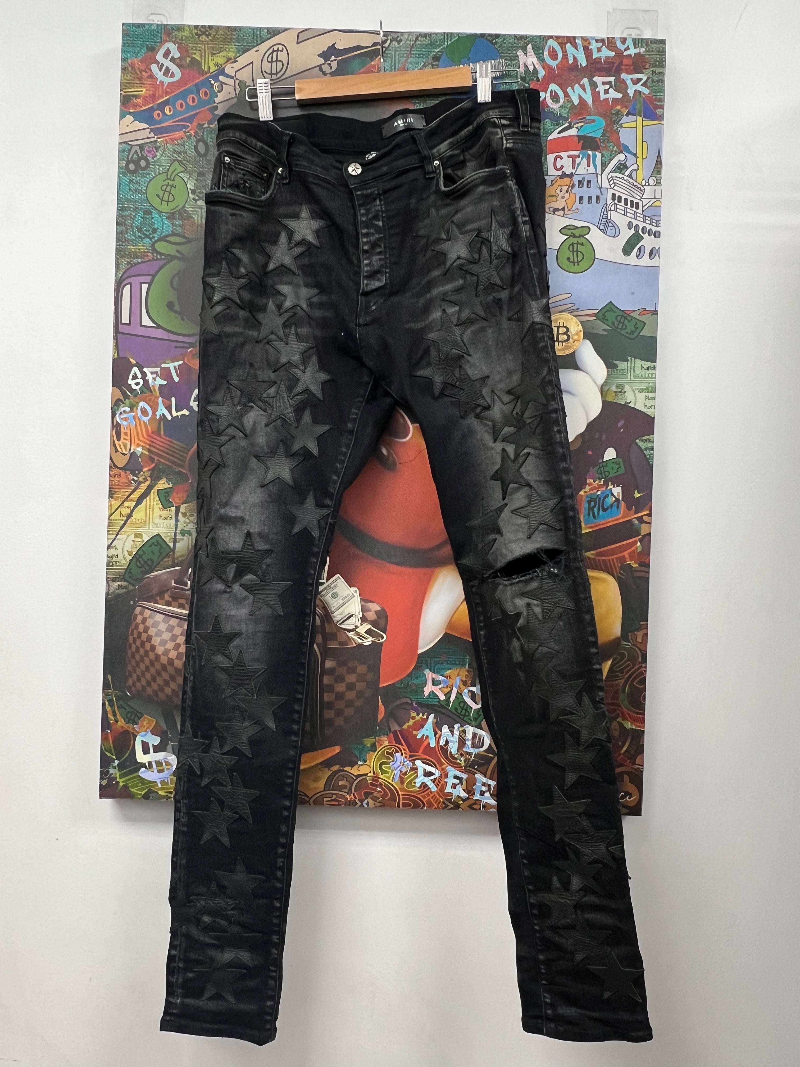 Amiri Black Wash Black Chemist Stars (Repaired) Jeans