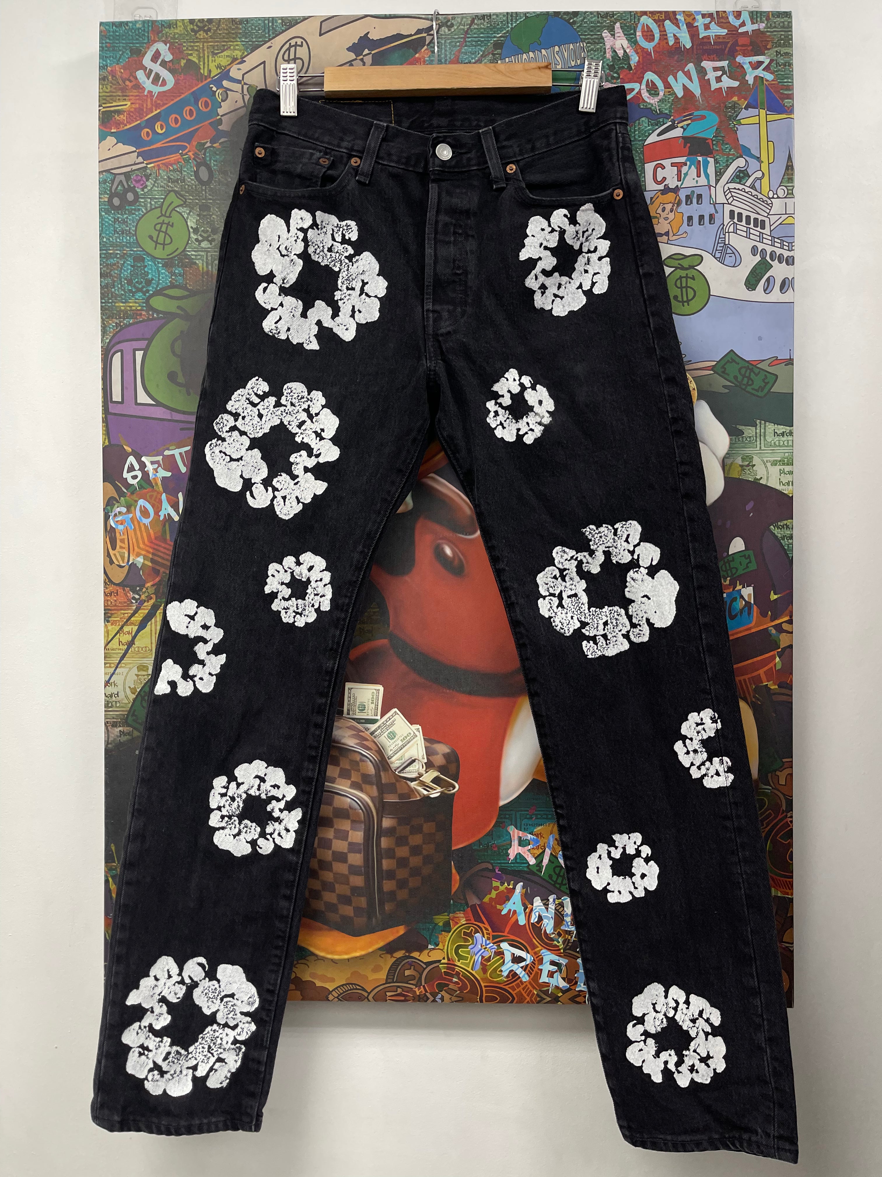 Denim Tears Black  WHote Wreath Jeans