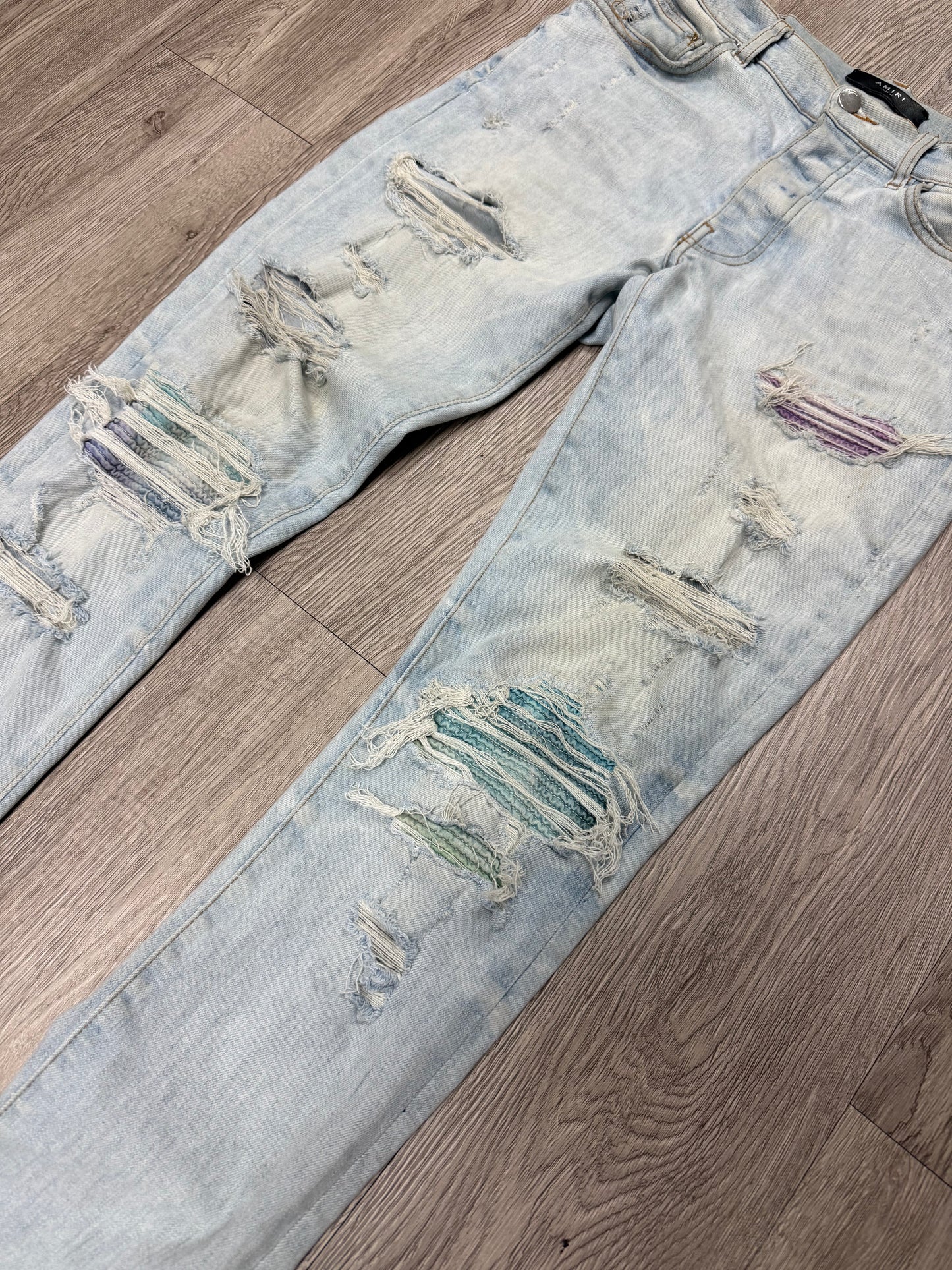 Amiri Lightwash Thrasher Tie Dye Jeans