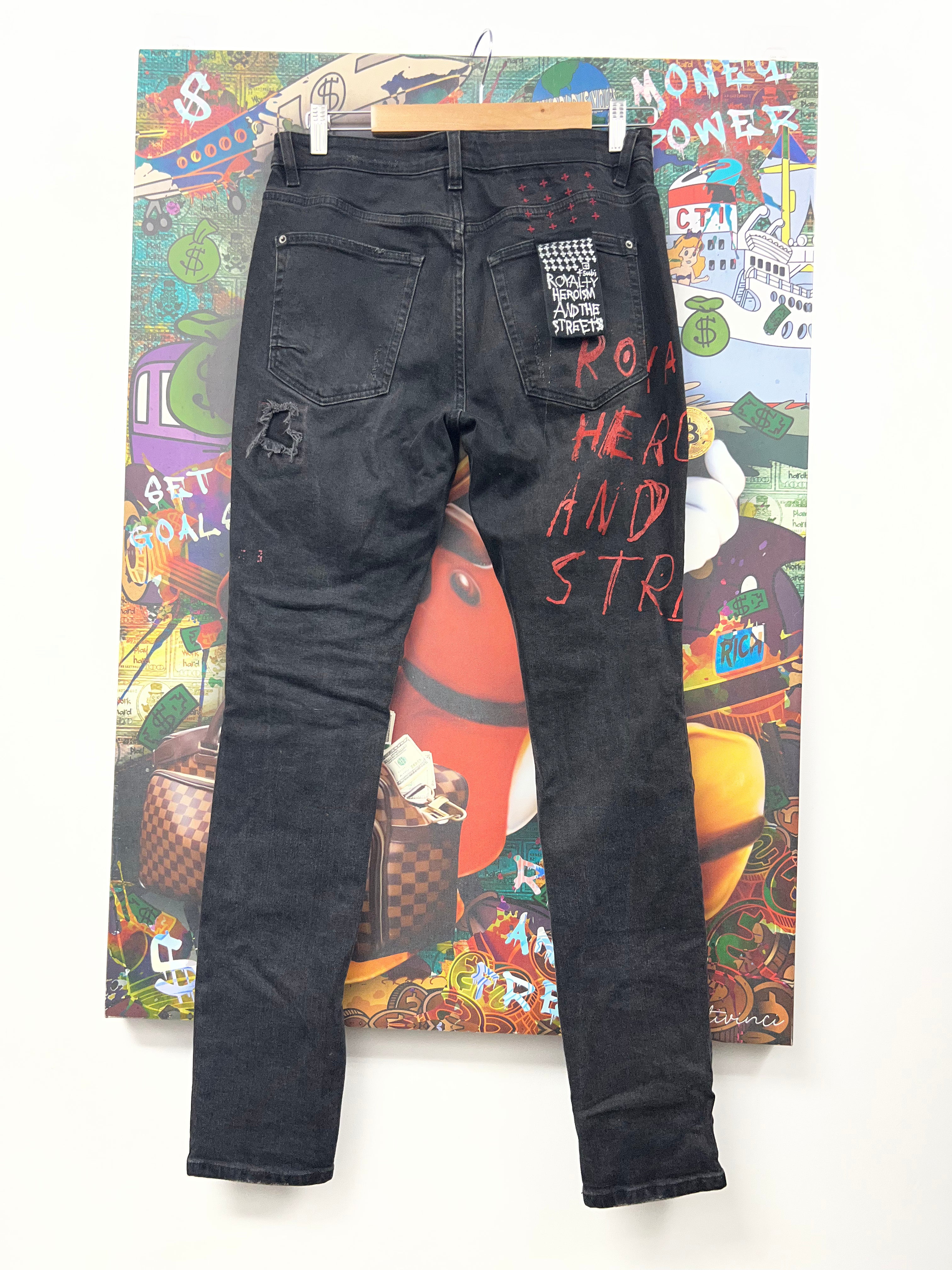 Ksubi Black Red Writing Jeans
