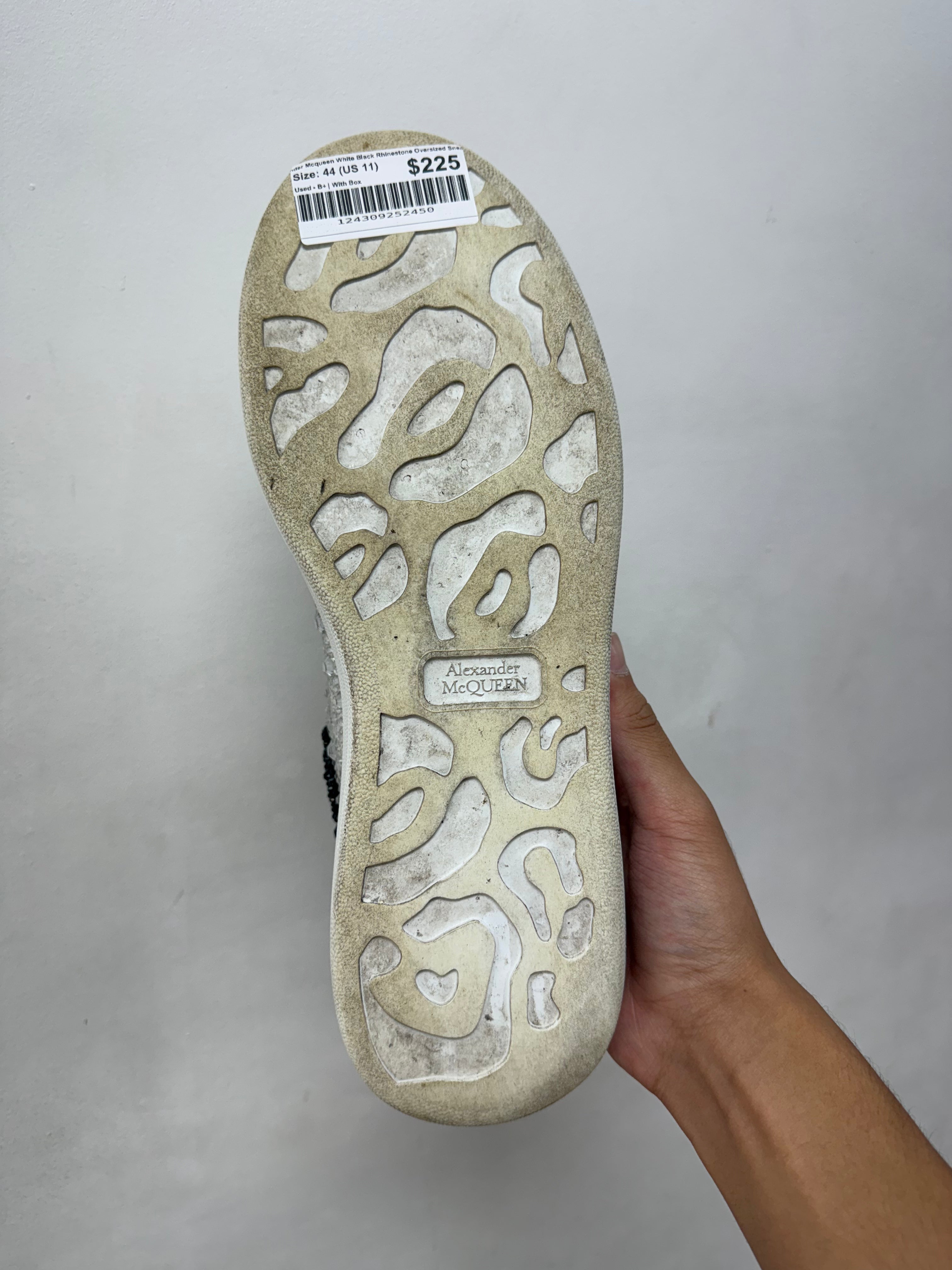 Alexander Mcqueen White Black Rhinestone Oversized Sneakers