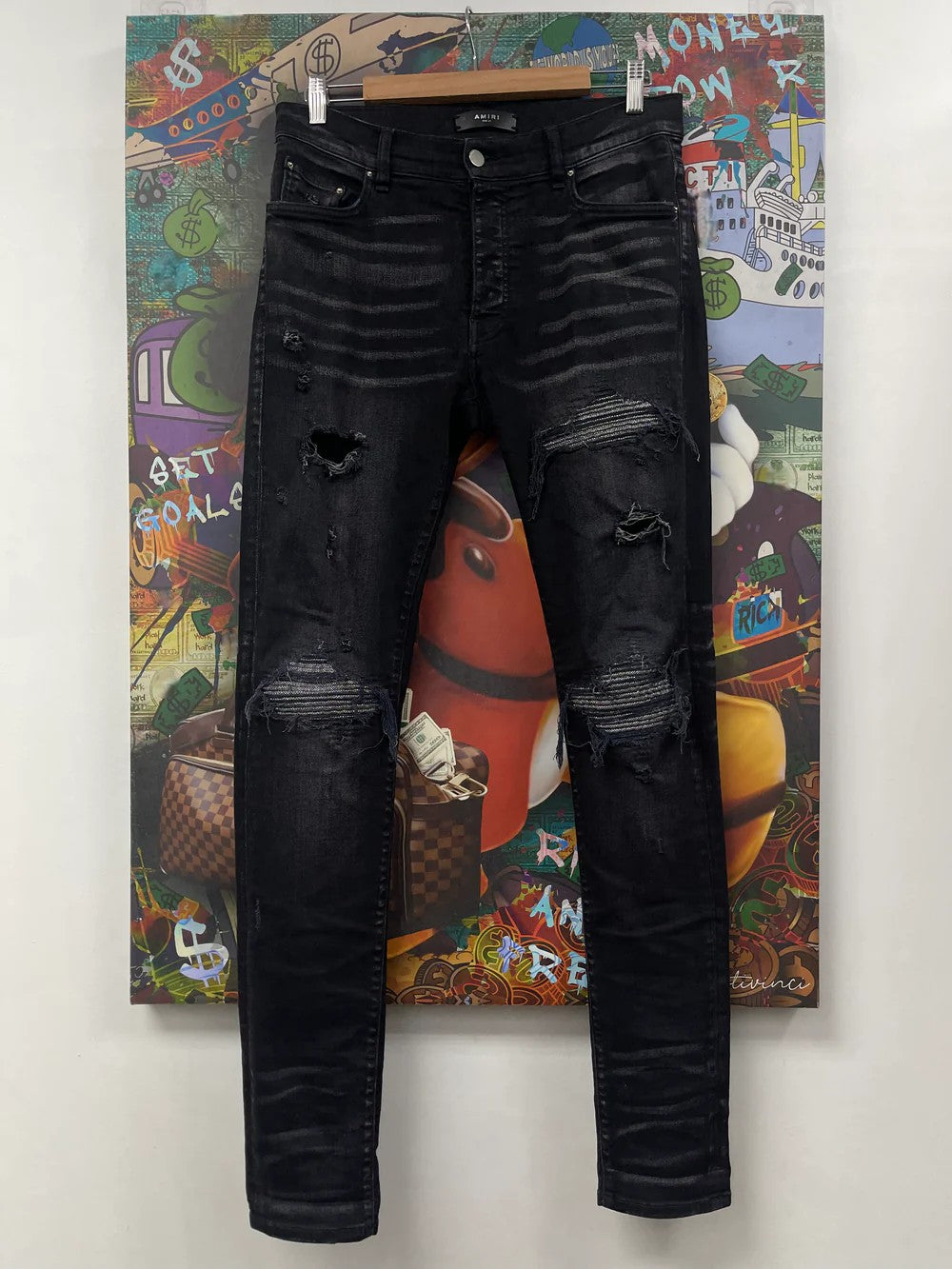 Amiri MX1 Iridescent Patch Black Wash Jeans