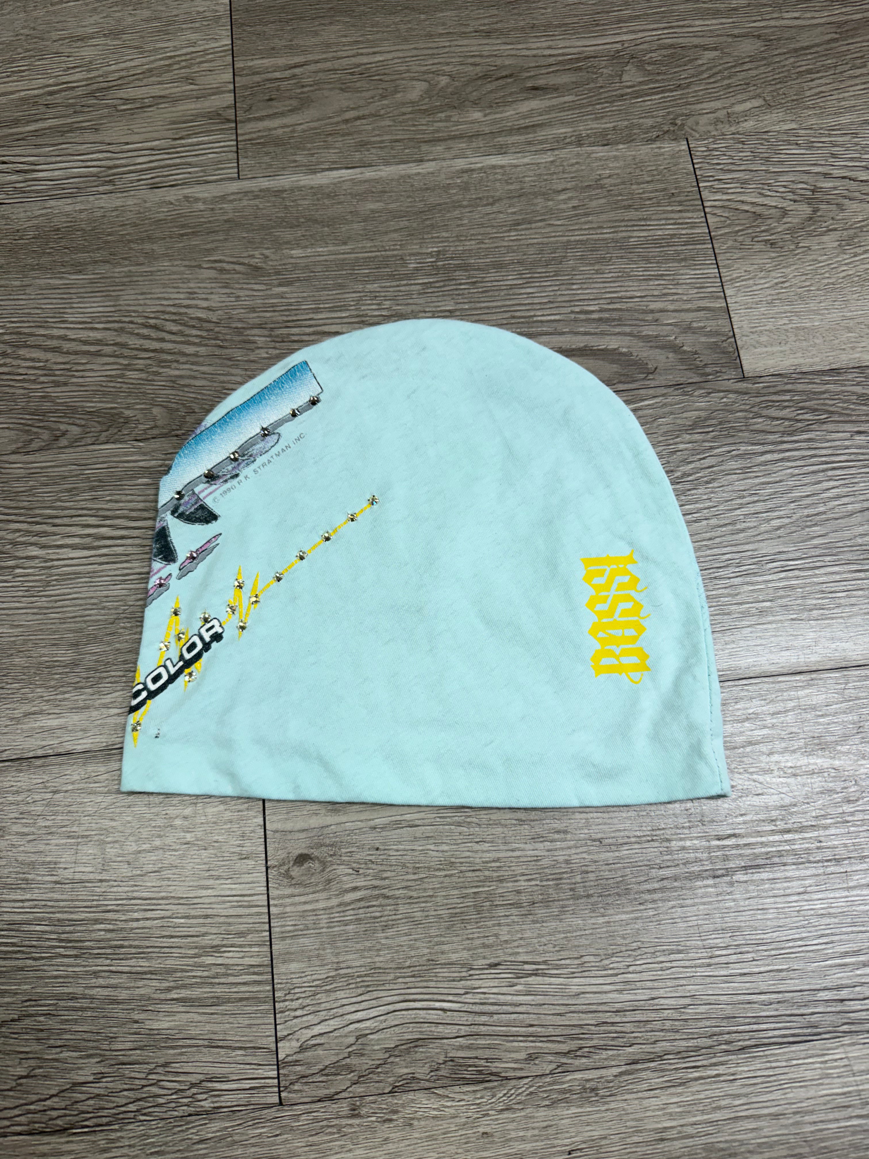 Bossi Baby Blue Harley Davidson In Full Color Rhinestone Beanie