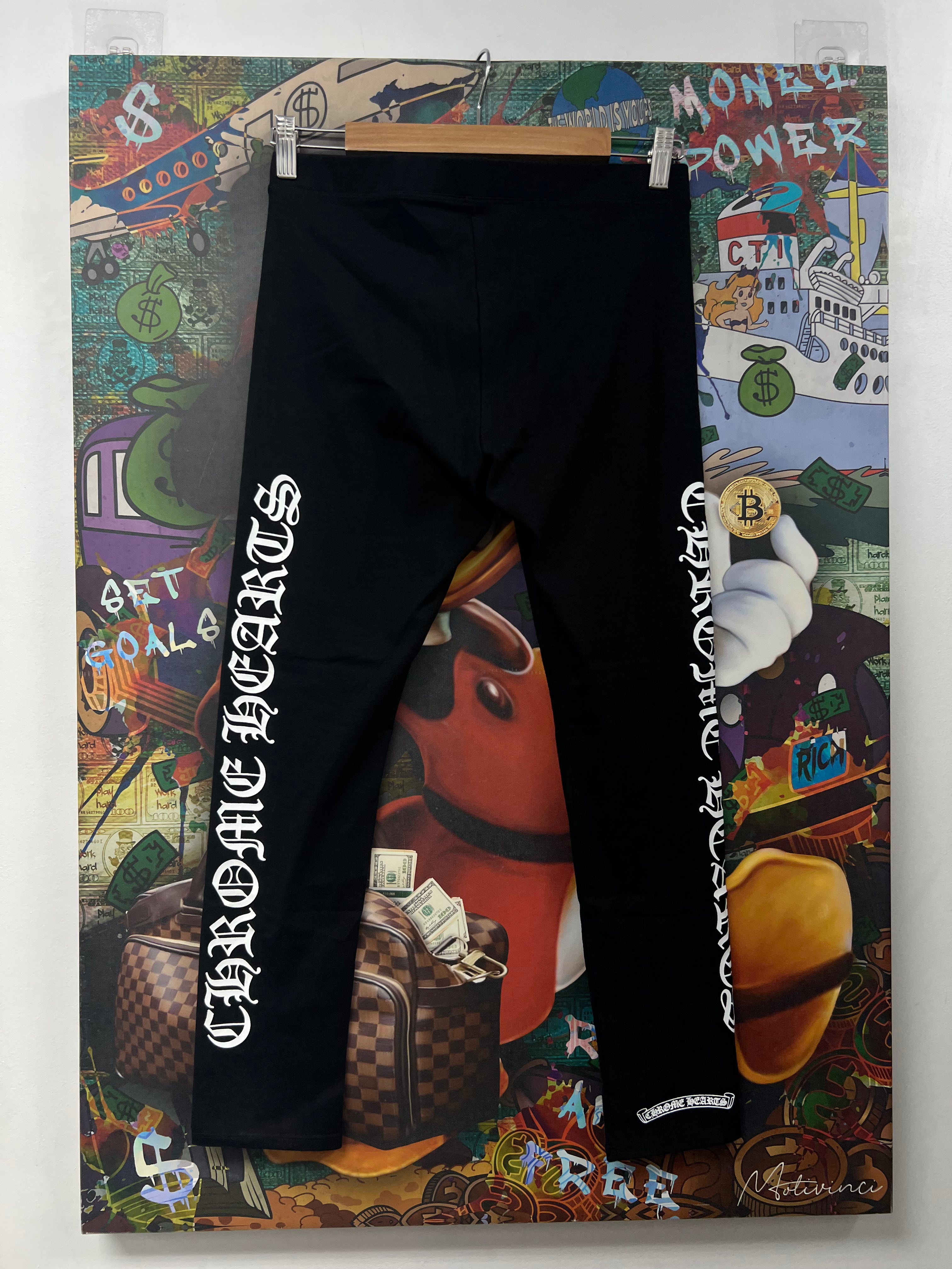 Chrome  Hearts Black Scroll Heavy Leggings