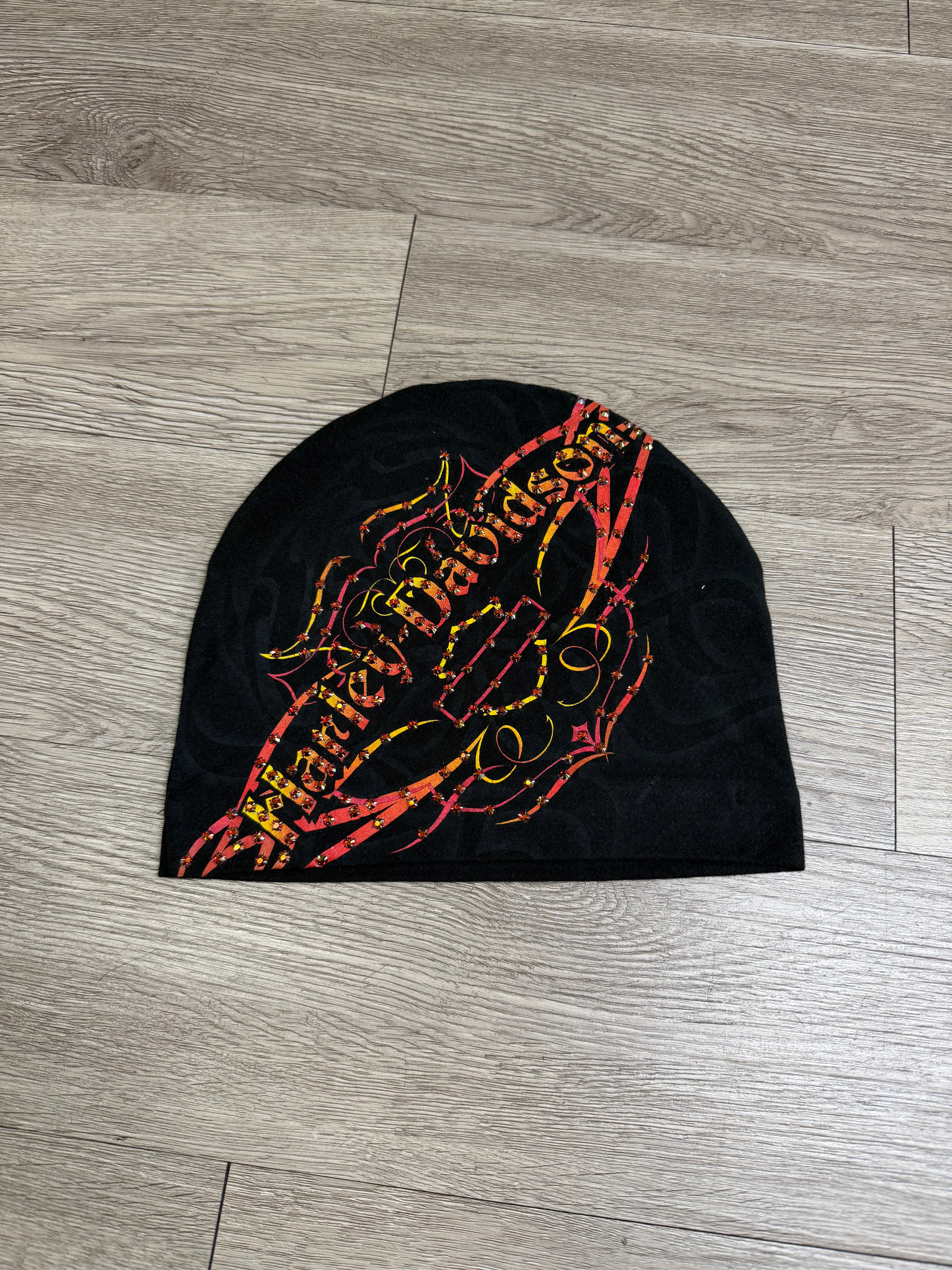 Bossi Harley Davidson Orange Gradient Rhinestone Beanie