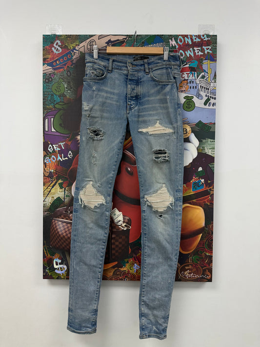 Amiri Jeans MX1 Lightwash White Patch Used 30 N/A