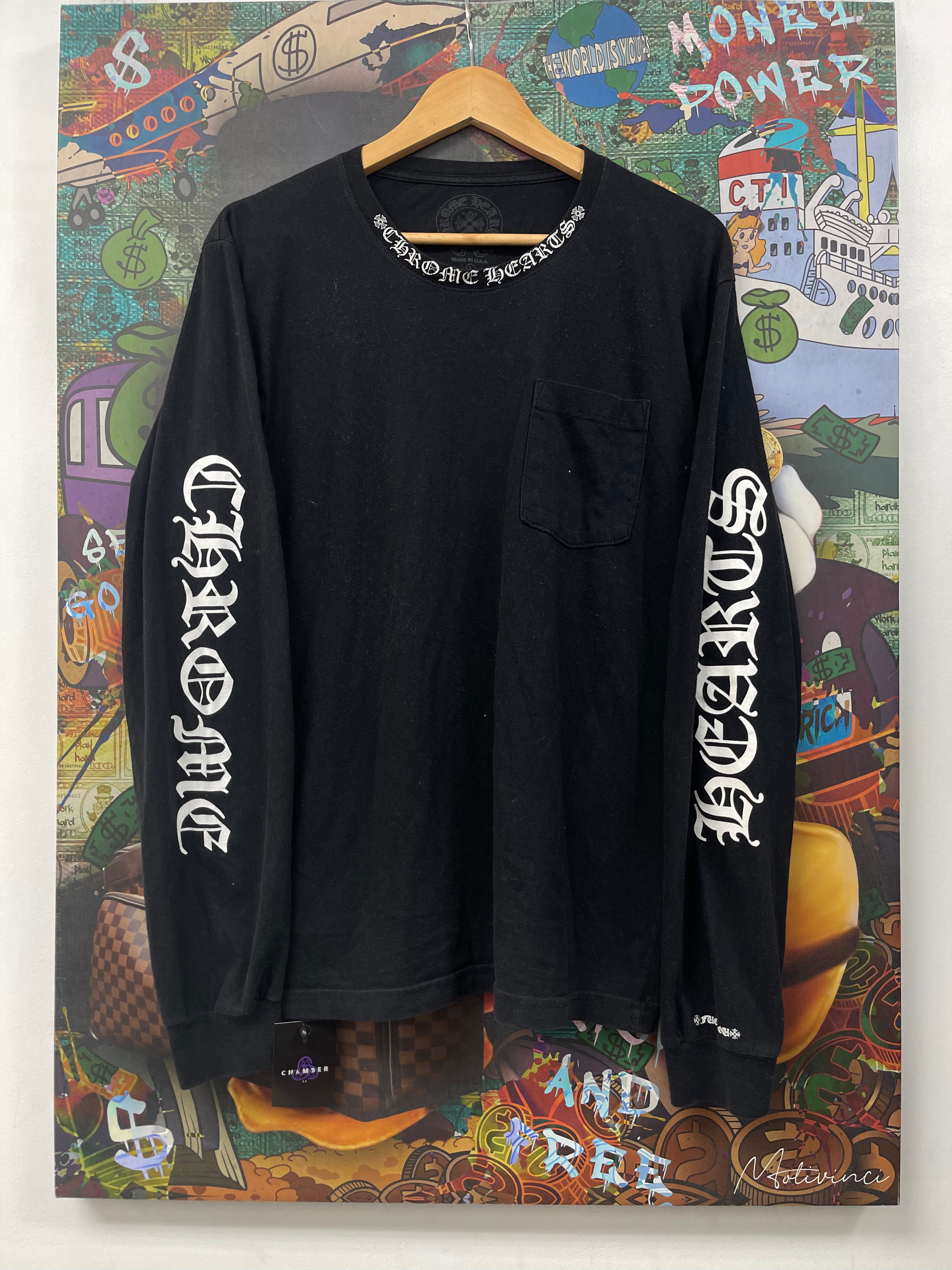 Chrome Hearts Neck Logo Black WHite Long Sleeve