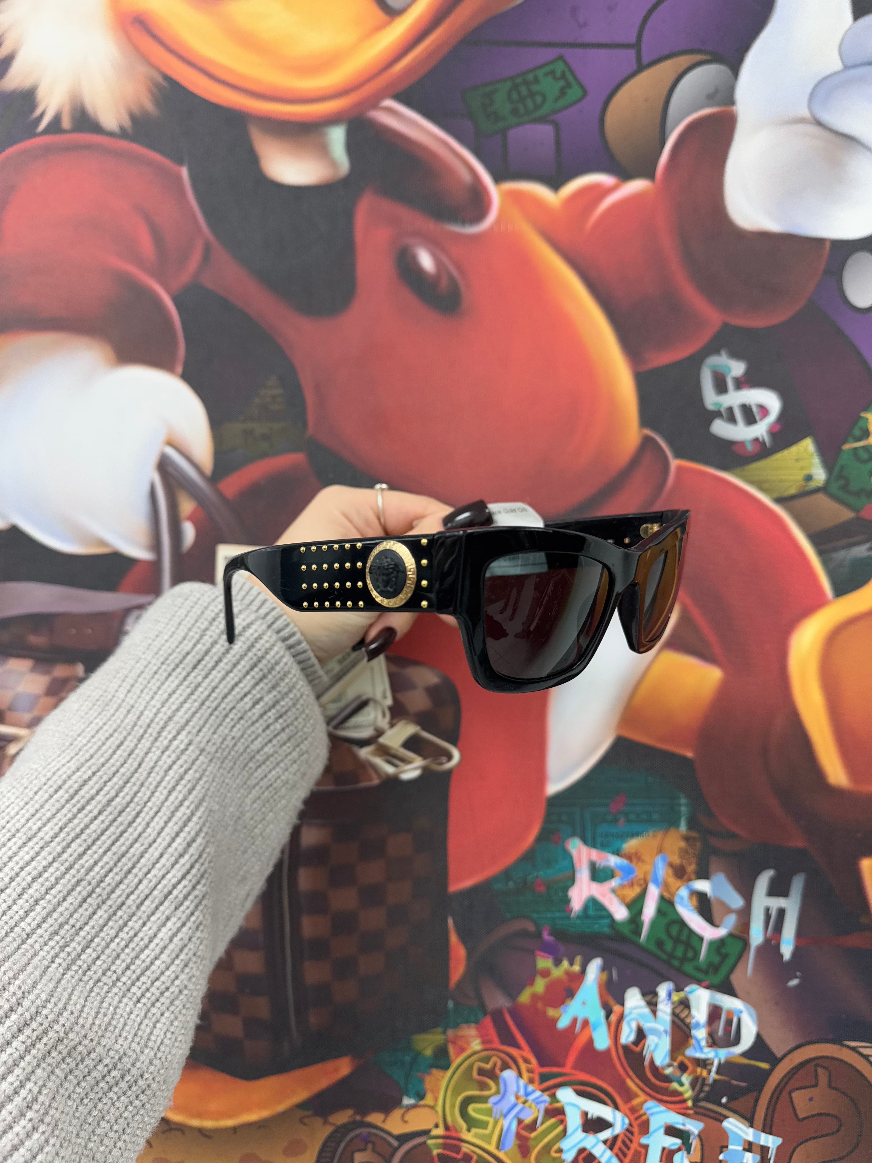 Versace Shades Black Gold Used OS With Box