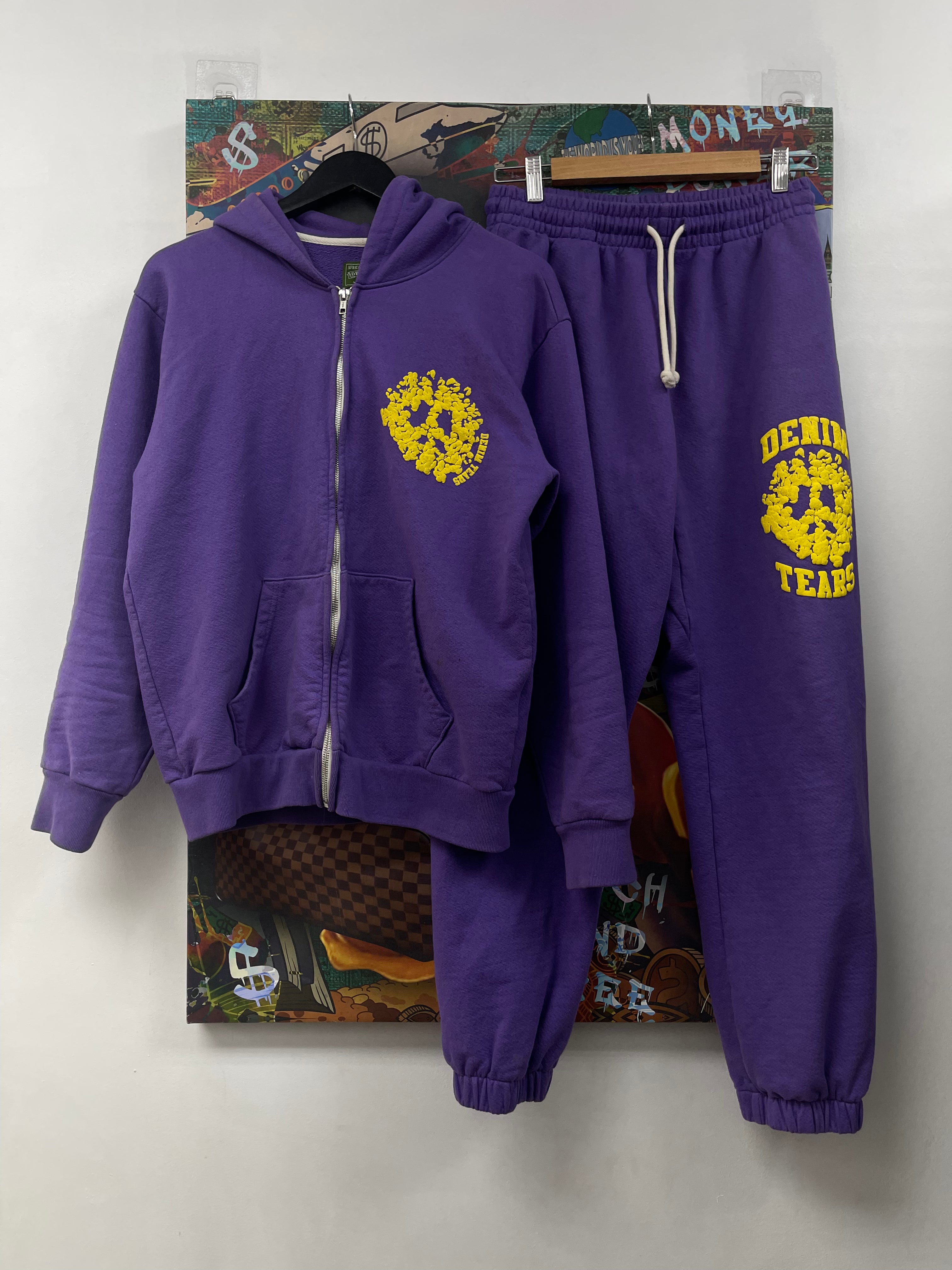 Denim Tears Purple Yellow University Sweatsuit
