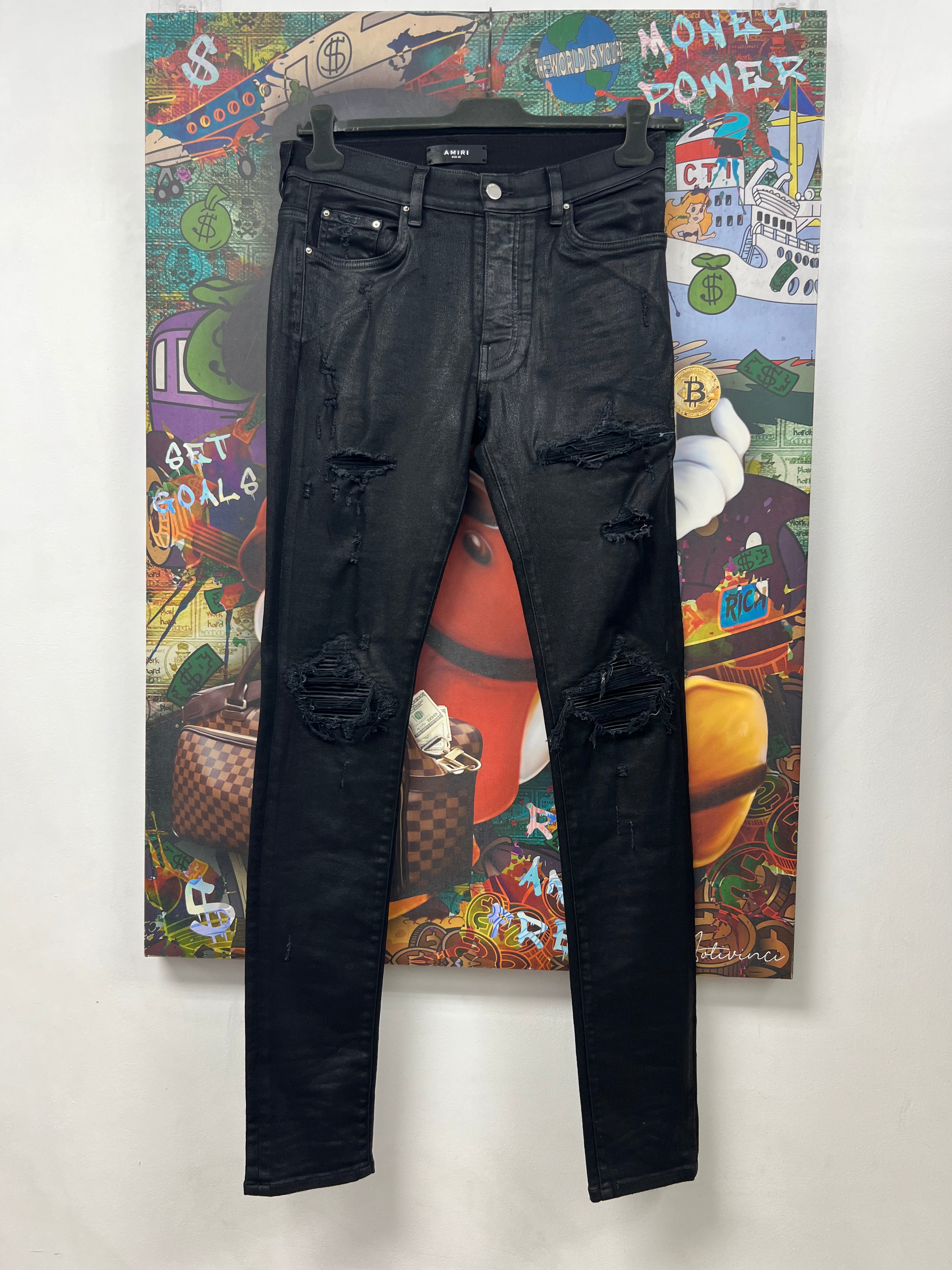 Amiri "MX1" Wax Black Patch Jeans