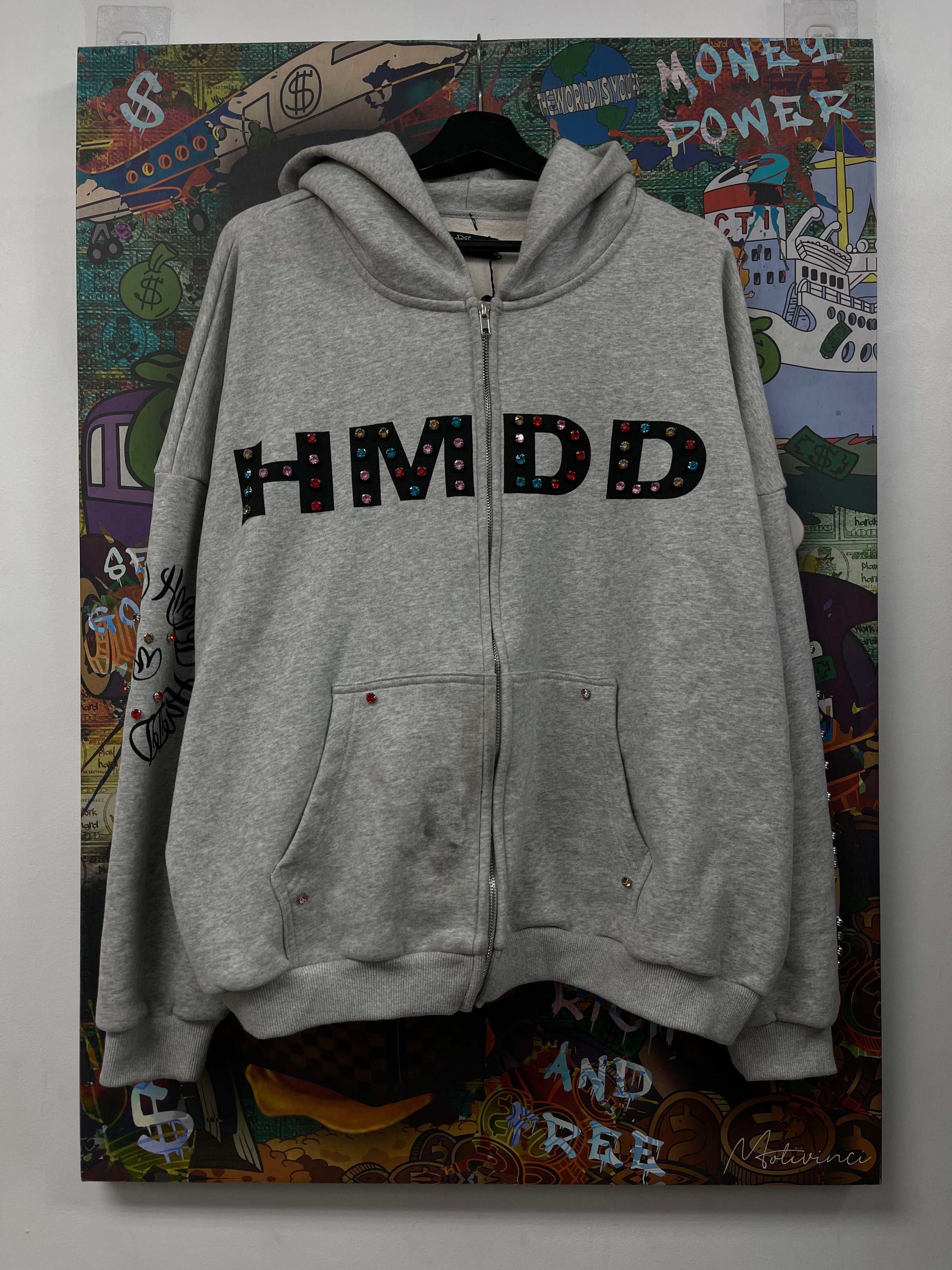 HMDD Studded grey Logo Hoodie