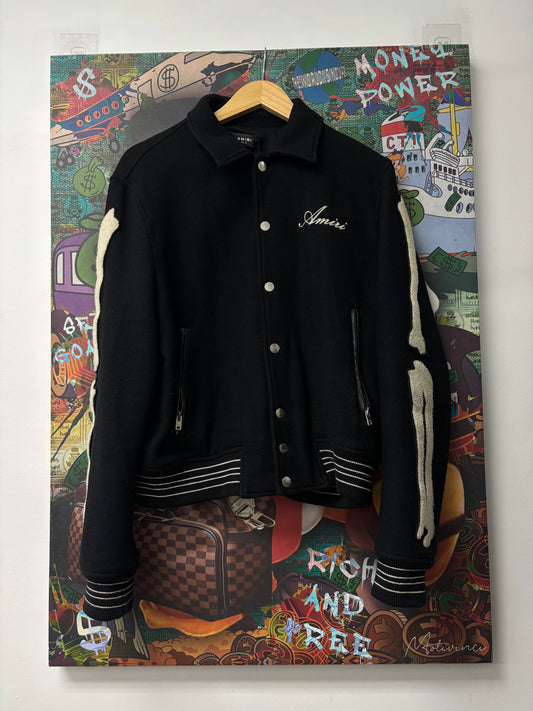 Amiri Black Bone Varsity (50) Jacket