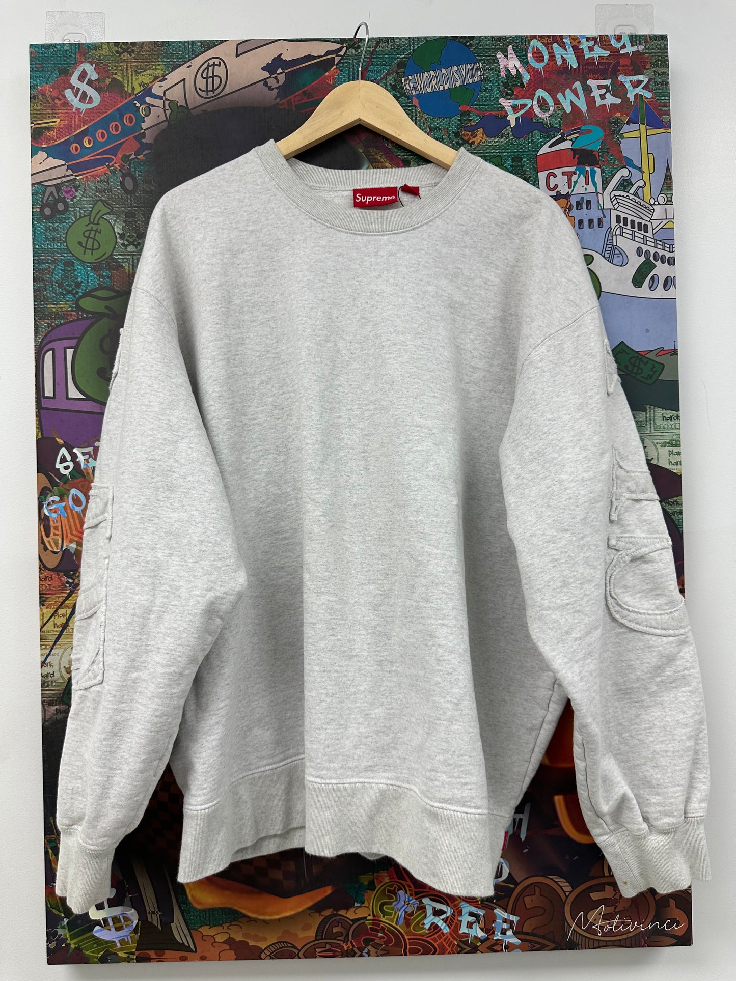 Supreme Shoulder Sleeve Logo Crewneck Grey Used XL N/A