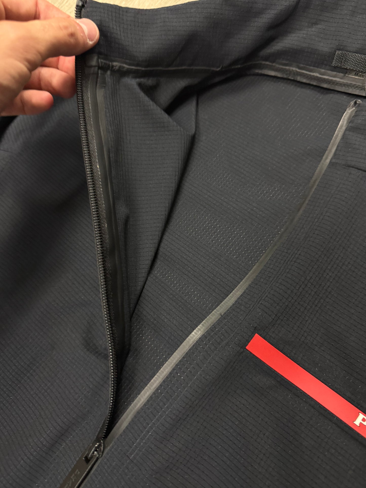 Prada Black Red Logo Windbreaker Used Small