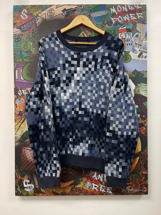 Louis Vuitton Lovers Checkered Blue Crewneck