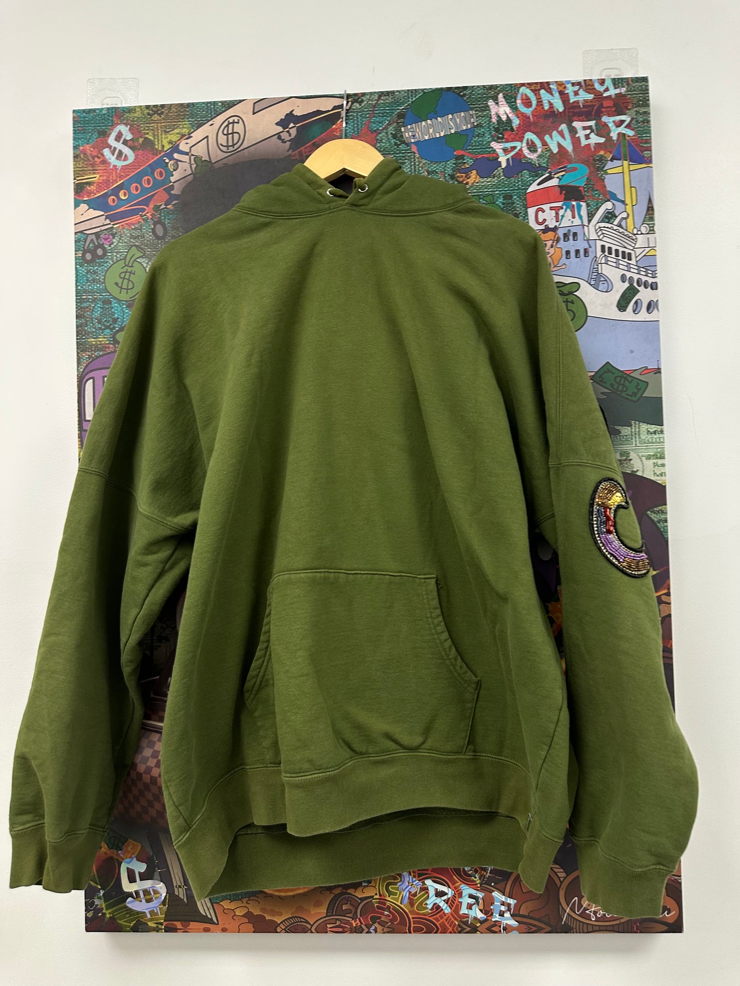 Supreme Shoulder Sleeve Logo Hoodie Green Used XL N/A