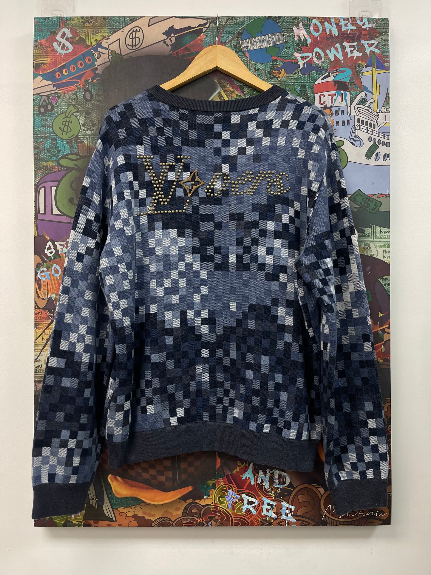 Louis Vuitton Lovers Checkered Blue Crewneck