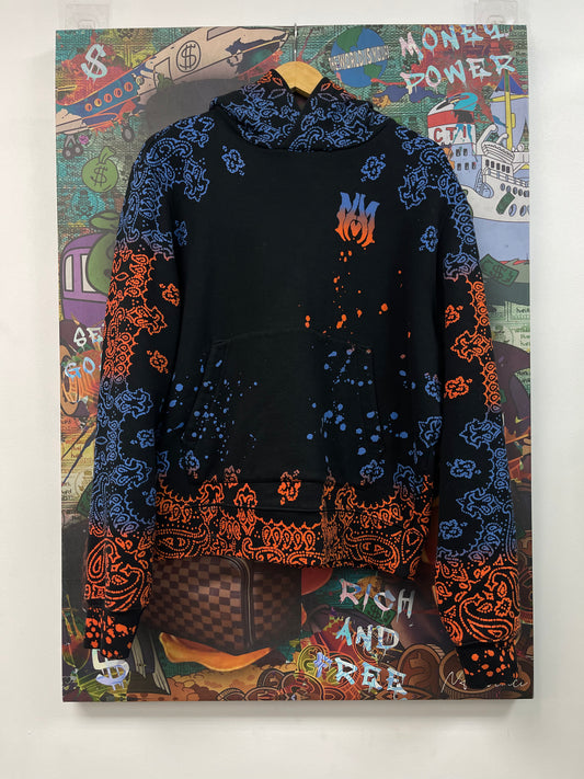 Amiri MA Blue Orange Paisley Hoodie