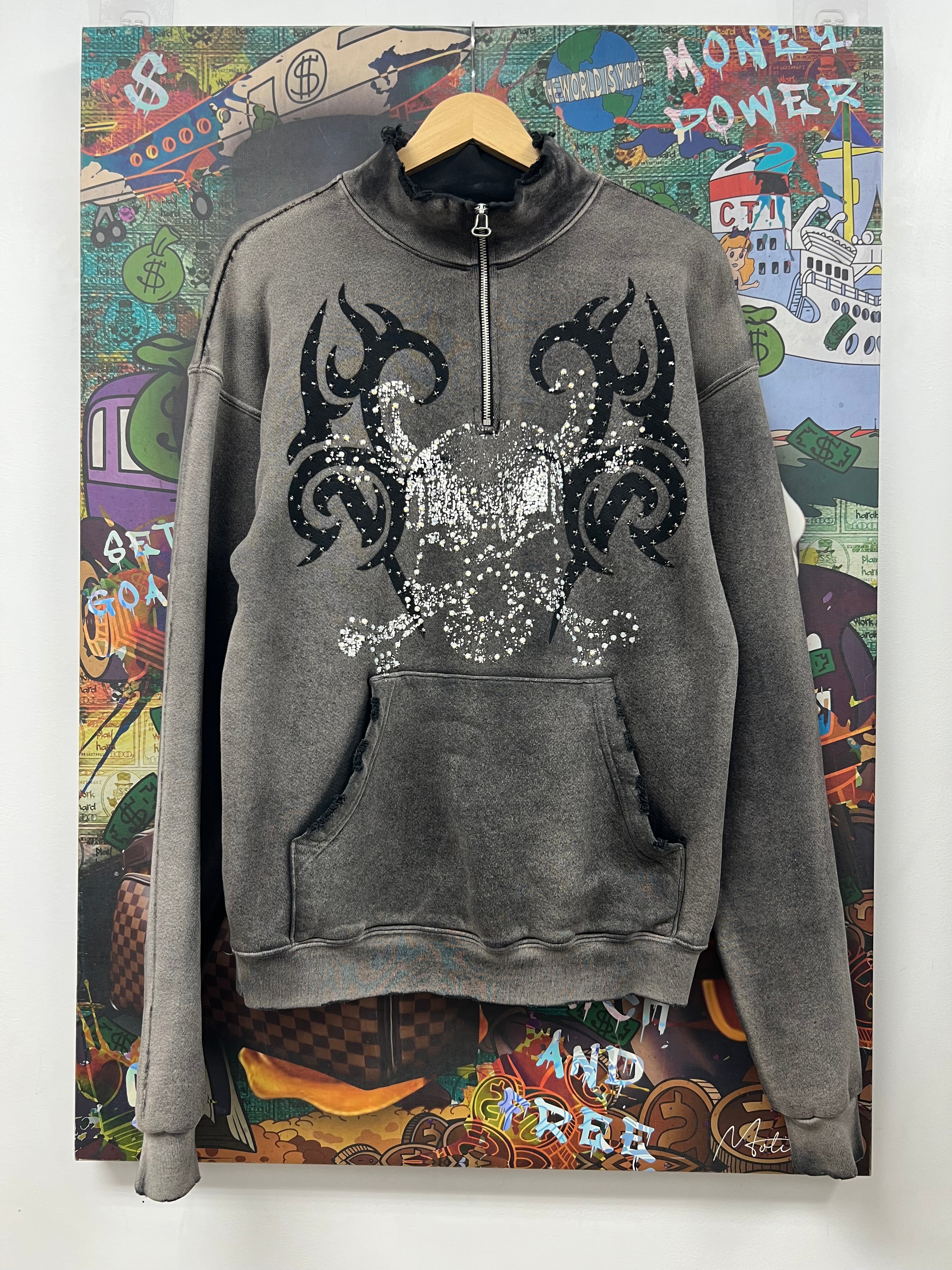 Bossi Black Wash Rhinestone Quarter Zip
