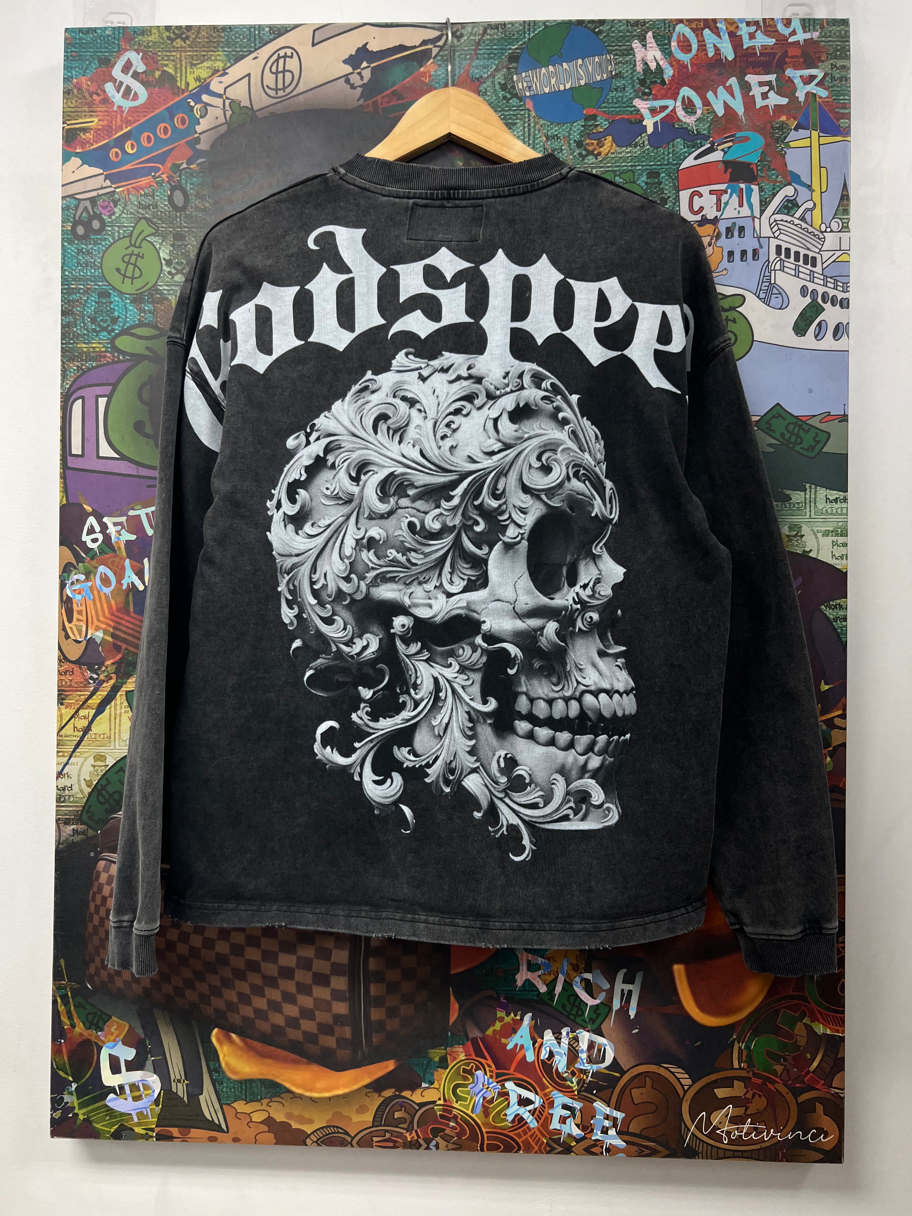 Godspeed Grey Floral Skull Long Sleeve