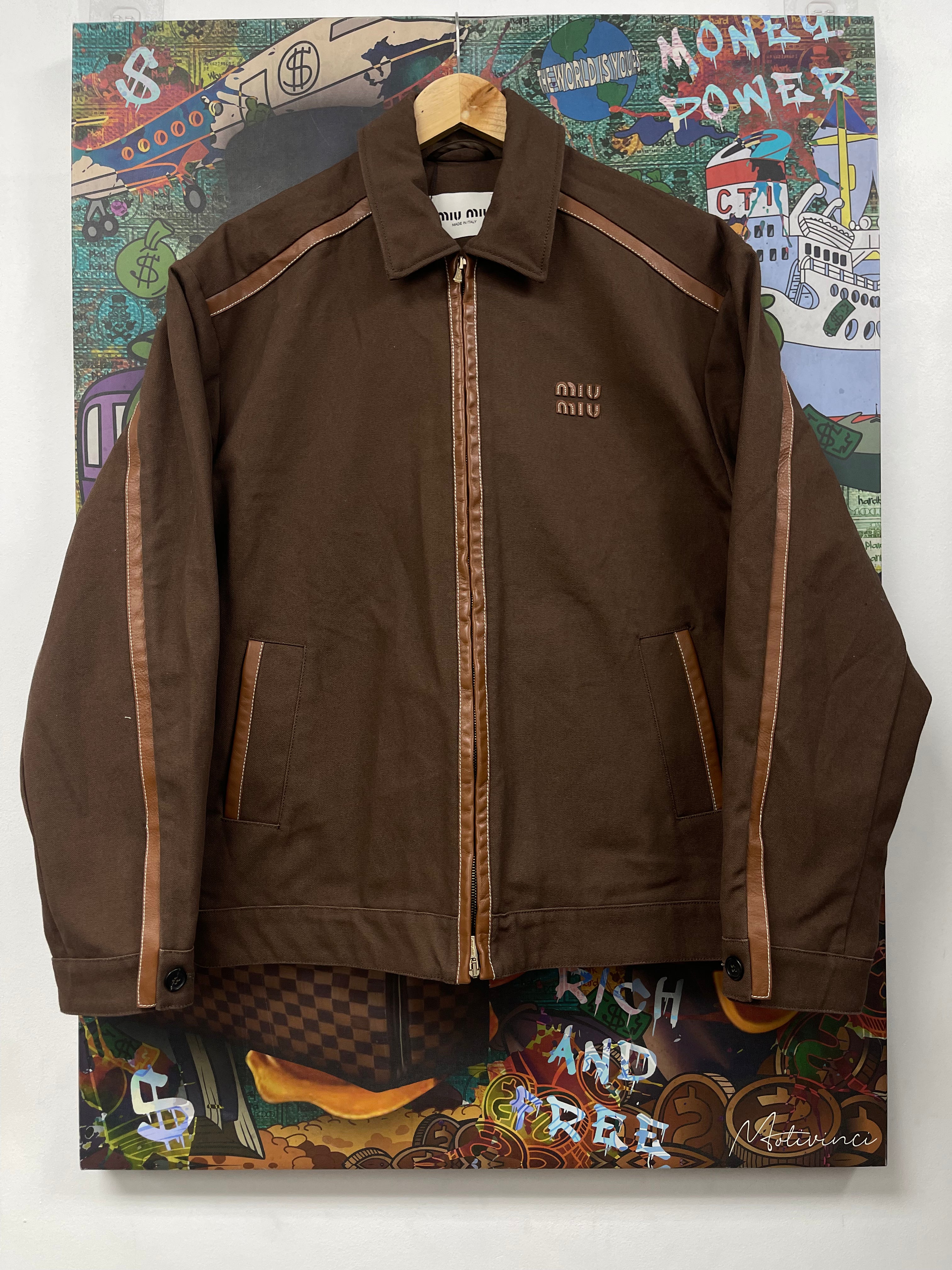 Miu Miu Brown Leather Trim Jacket