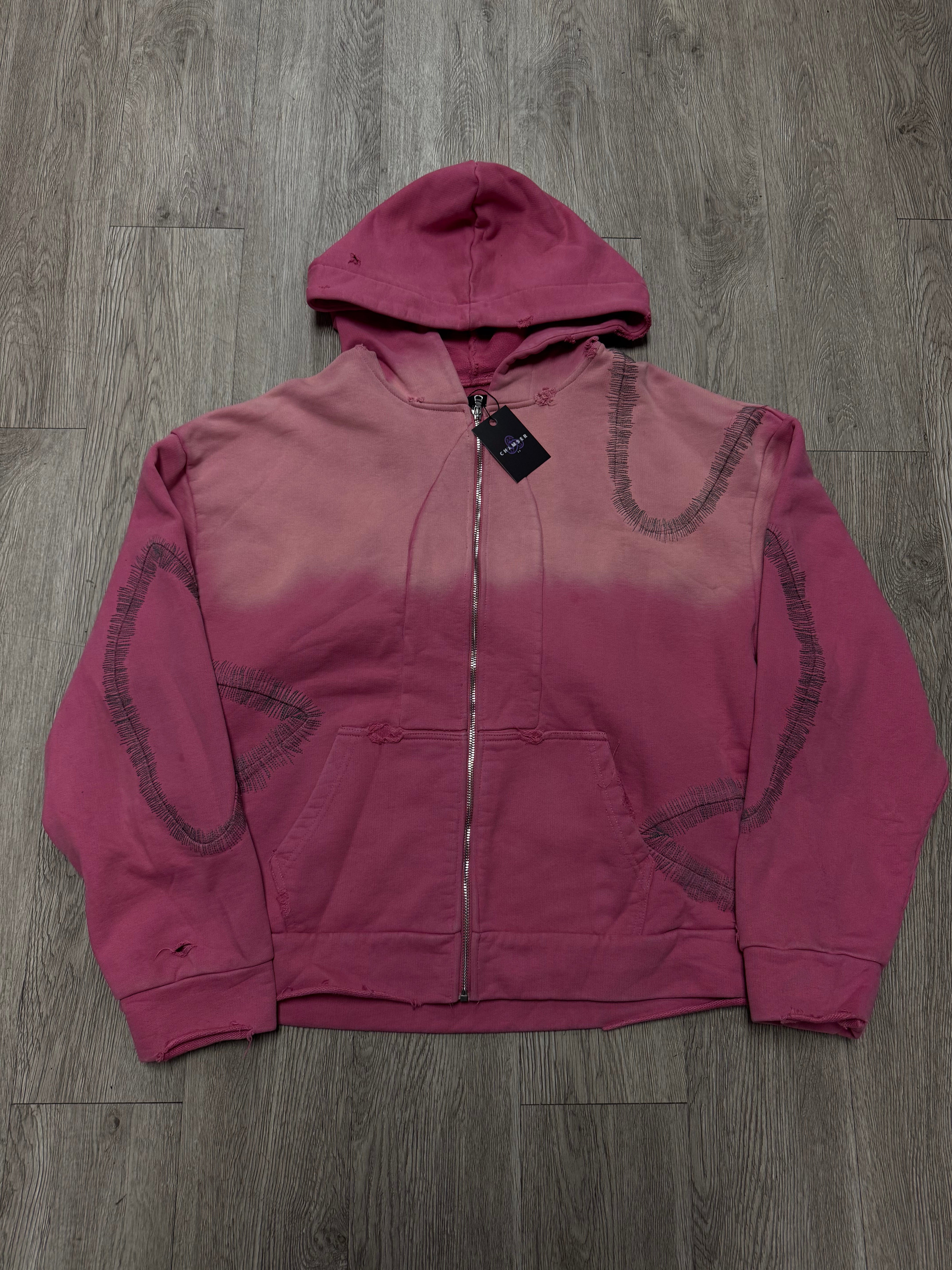 Who Decides War Pink Distressed Zip Up