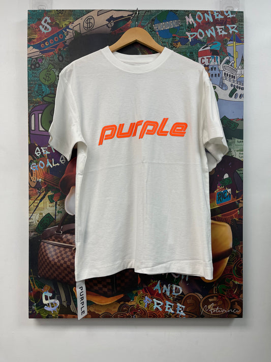Purple Brand Logo White Orange Tee