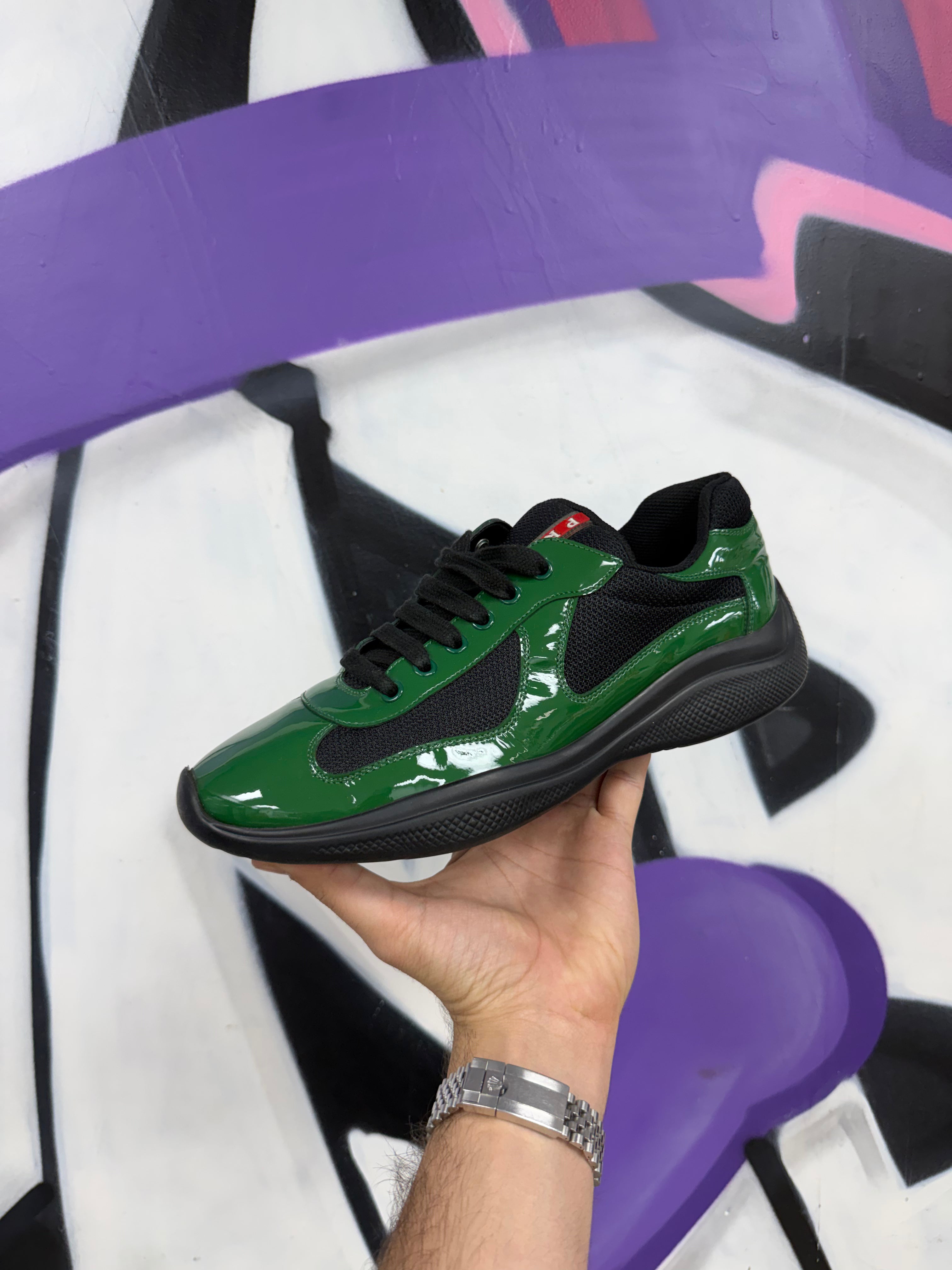 Prada Green Black Cups Sneakers