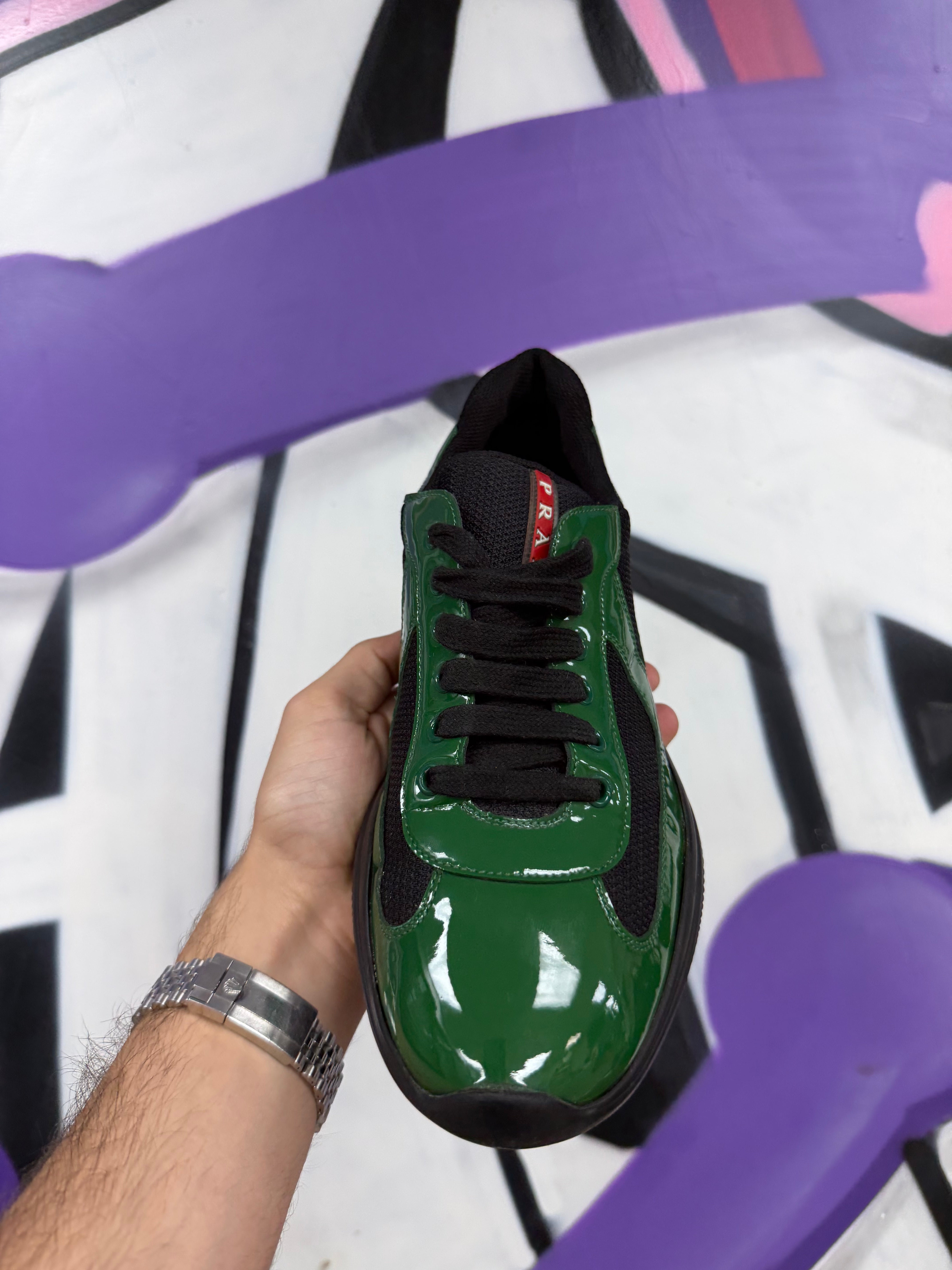 Prada Green Black Cups Sneakers