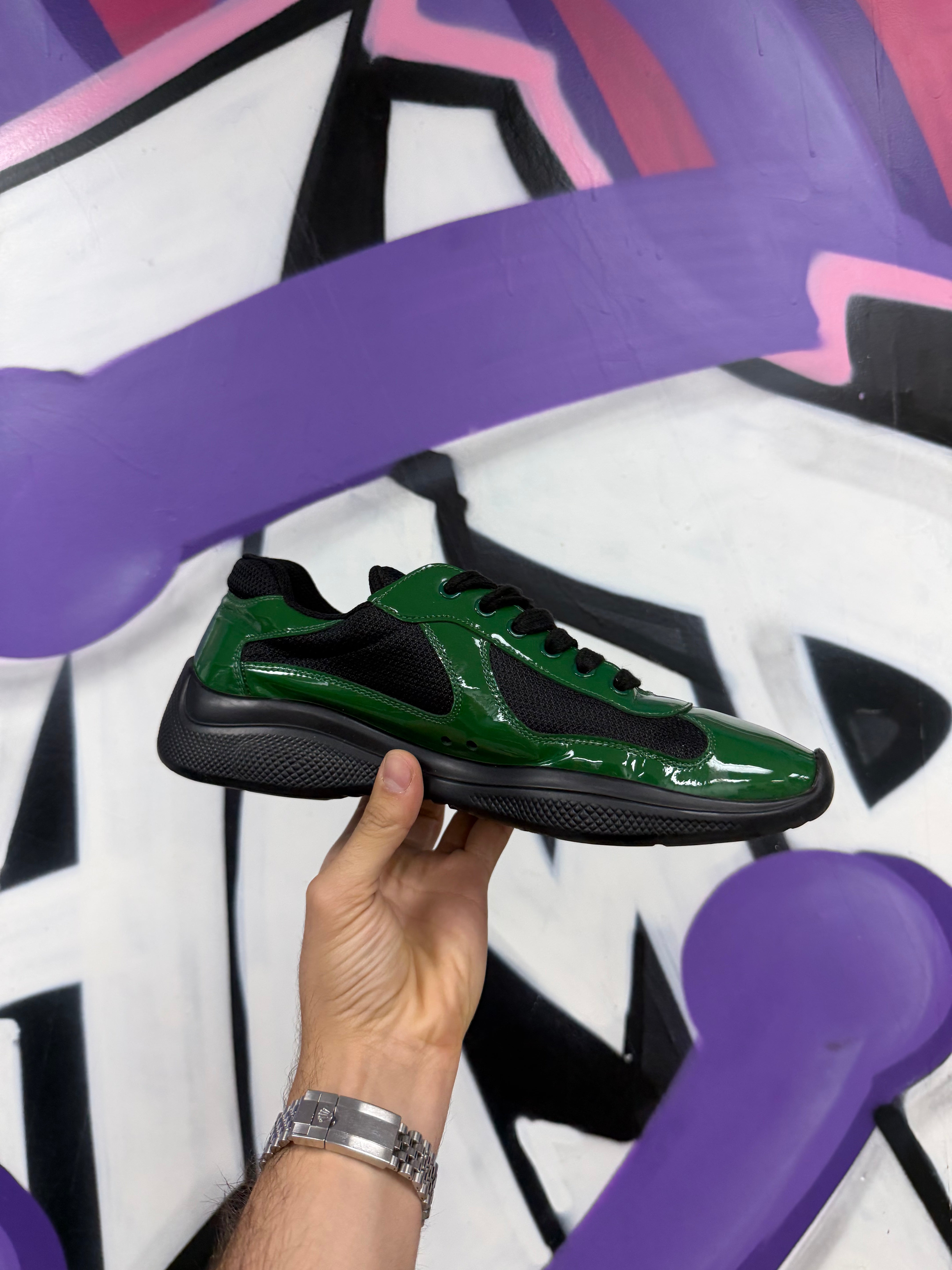 Prada Green Black Cups Sneakers