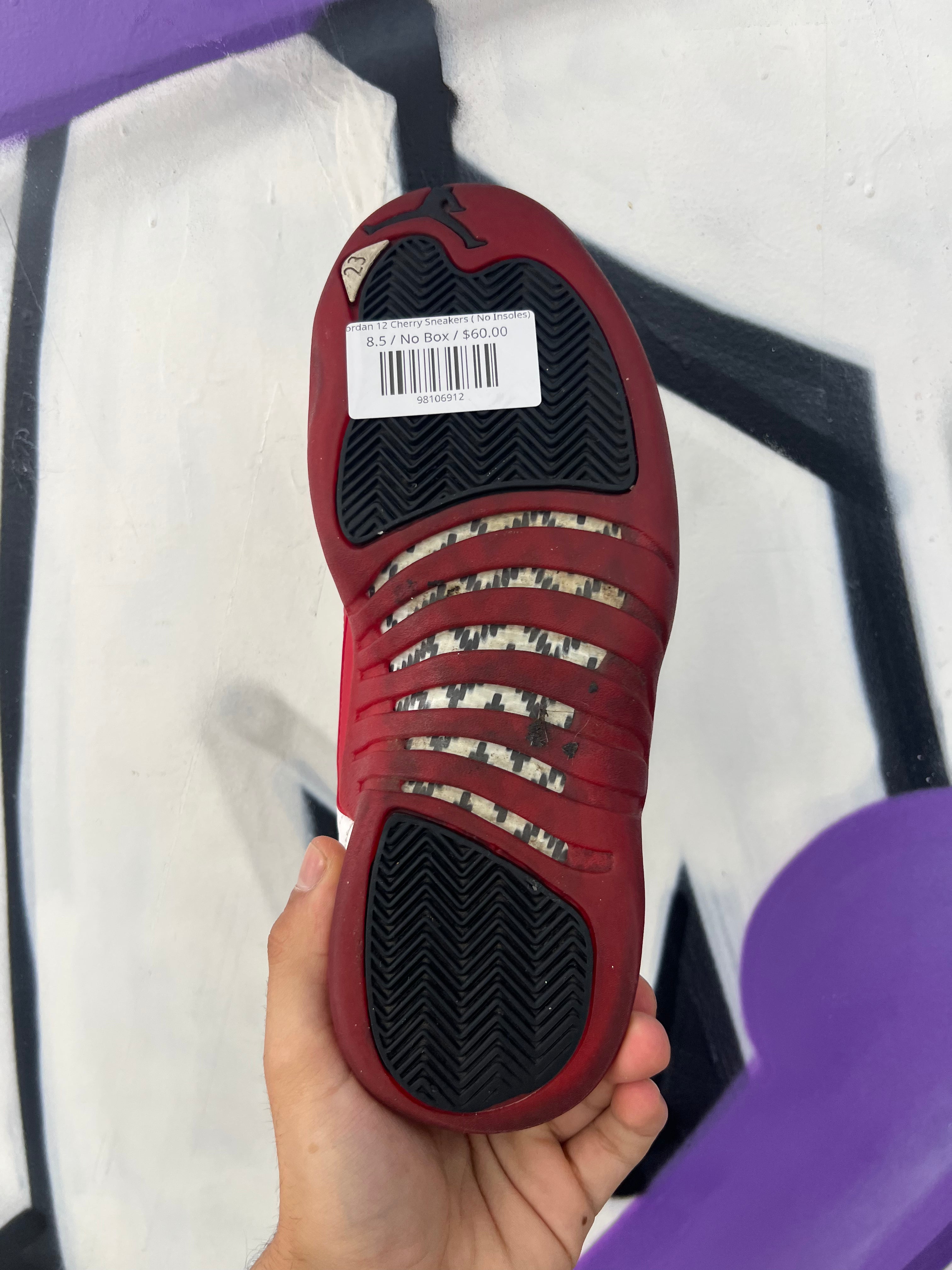 Jordan 12 Cherry Sneakers ( No Insoles)