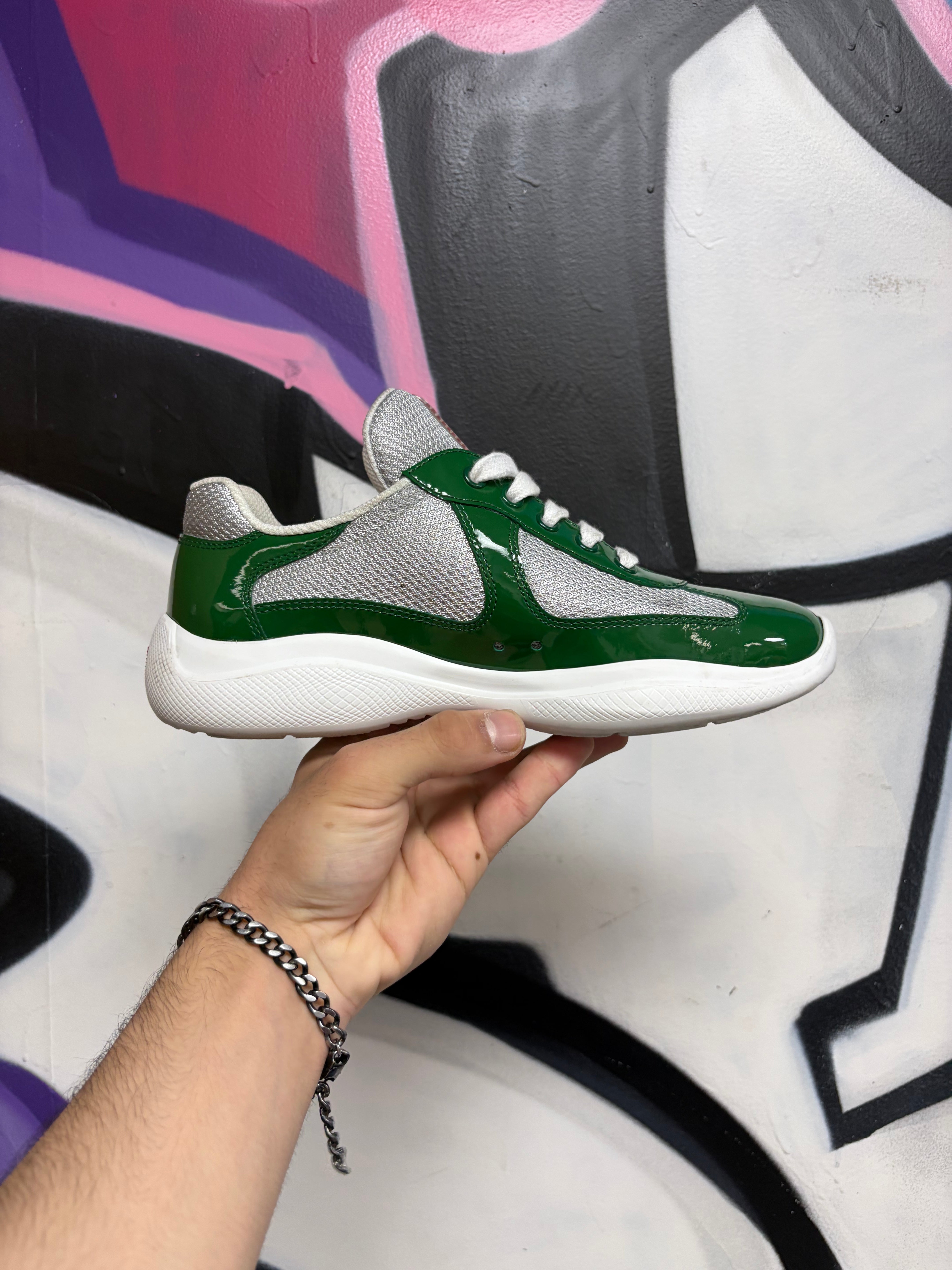 Prada Green White Cups Sneakers