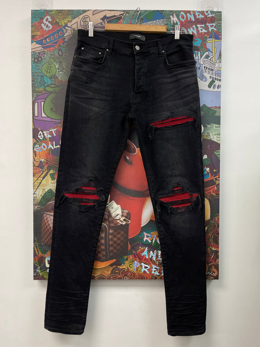 Amiri MX1 Black Red Patch Jeans