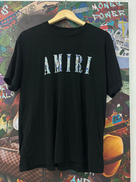 Amiri Floral Core Logo Tee Black size:Medium Used