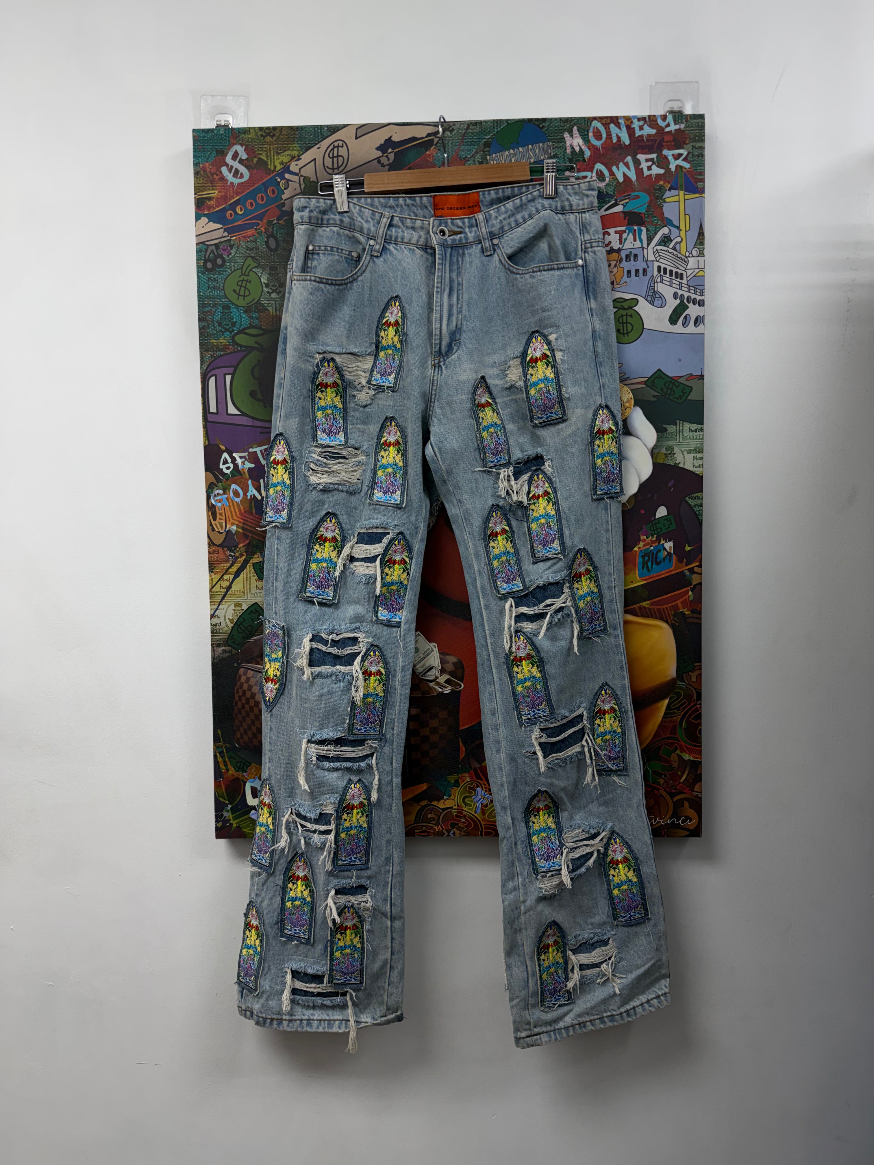 Who Decides War Light Wash Multi Stained Glass Colosseum Jeans
