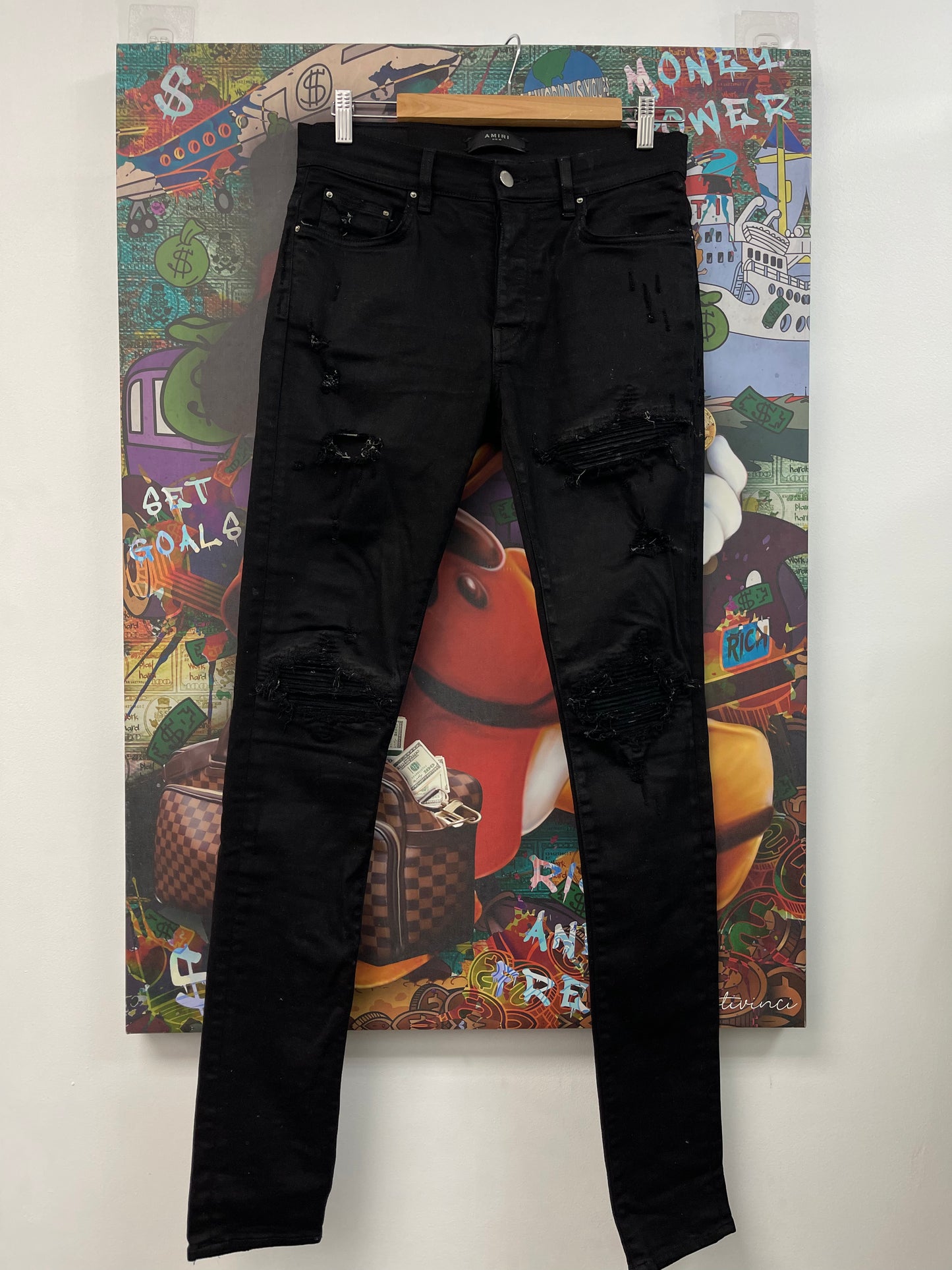 Amiri MX1 Black Black Patch Jeans