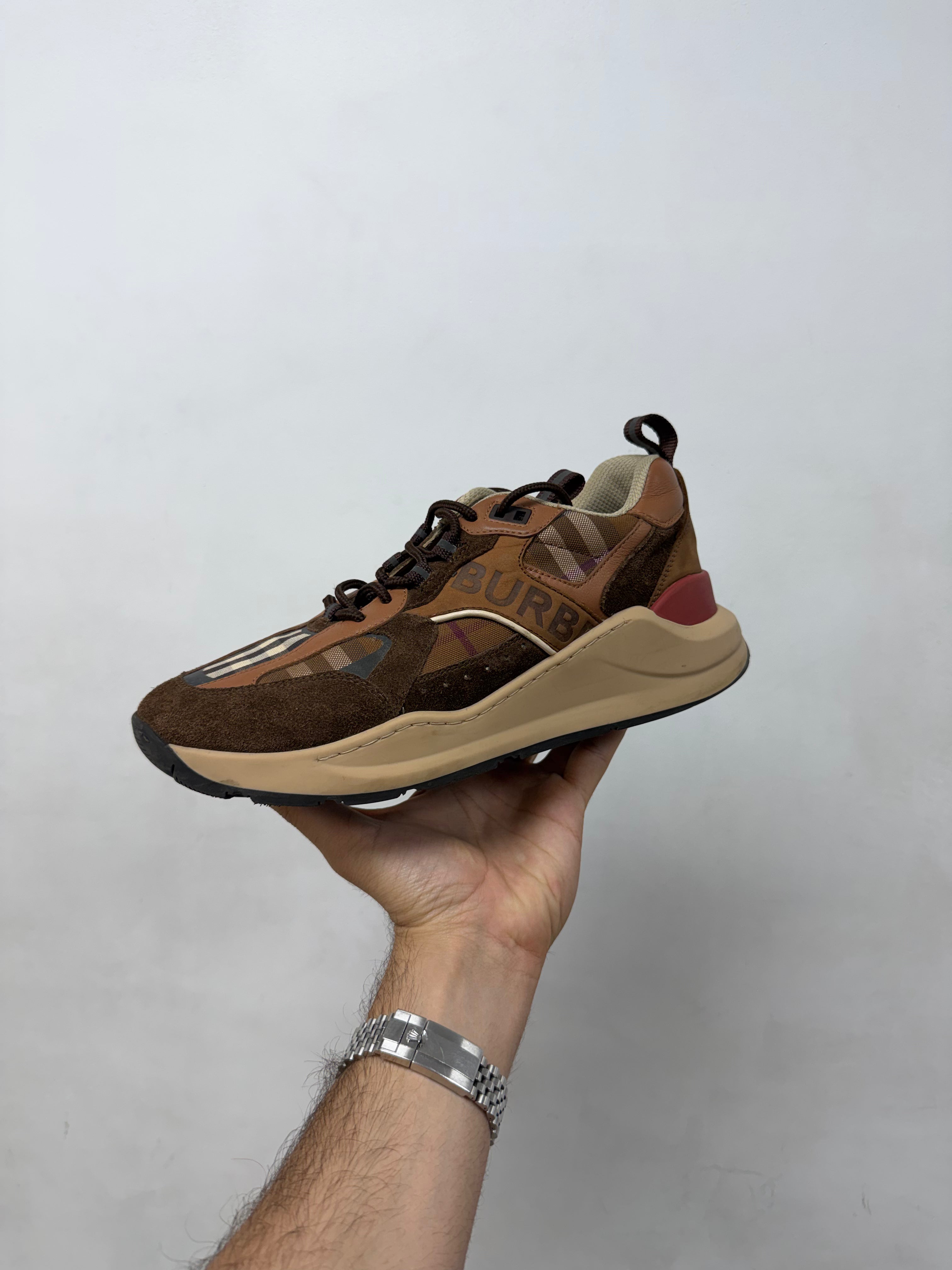 Burberry Brown Plaid Runner Sneakers