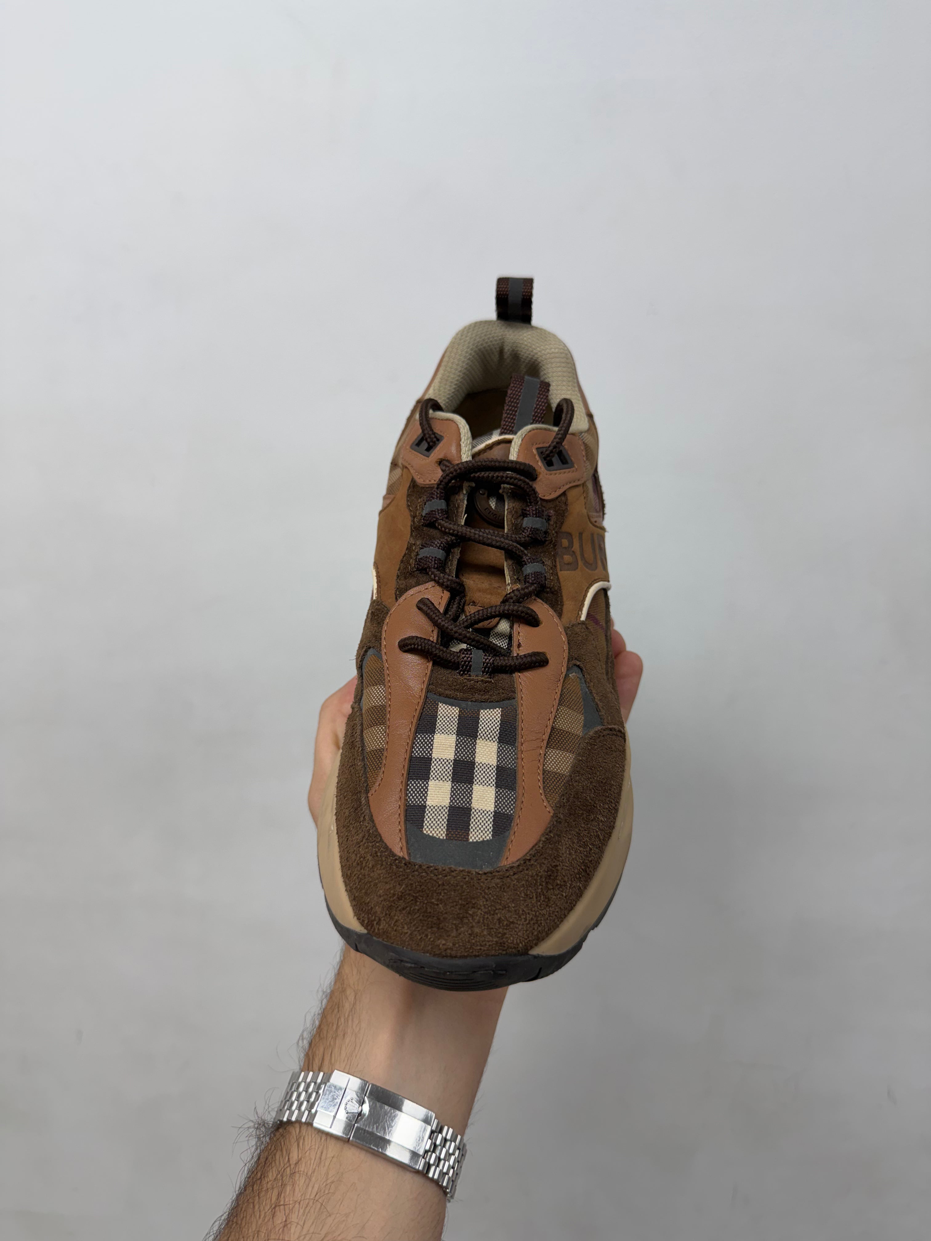Burberry Brown Plaid Runner Sneakers