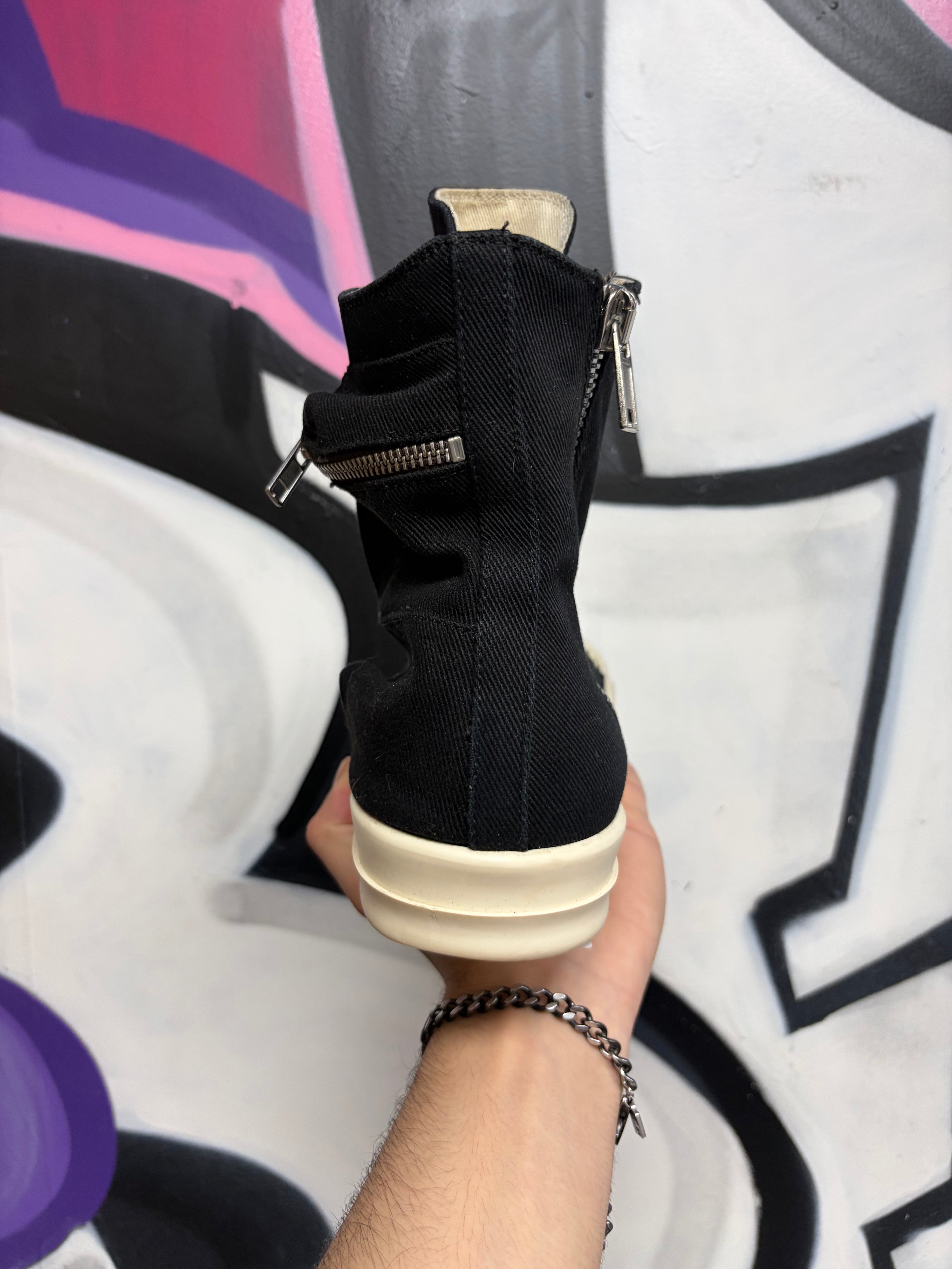 Rick Owens Black Milk Cargo Ramone High Sneakers