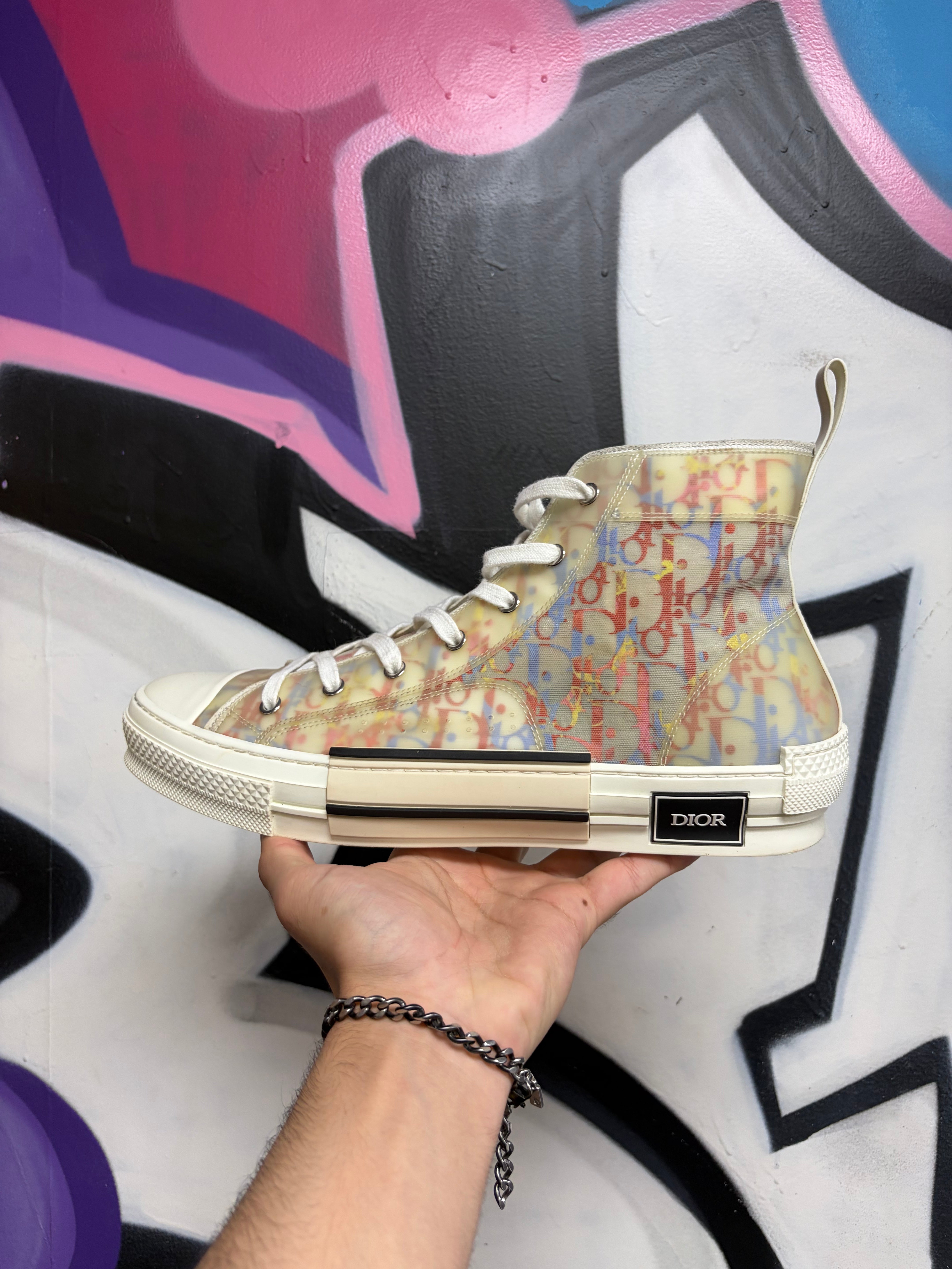 Dior White Multi B23 High Sneakers