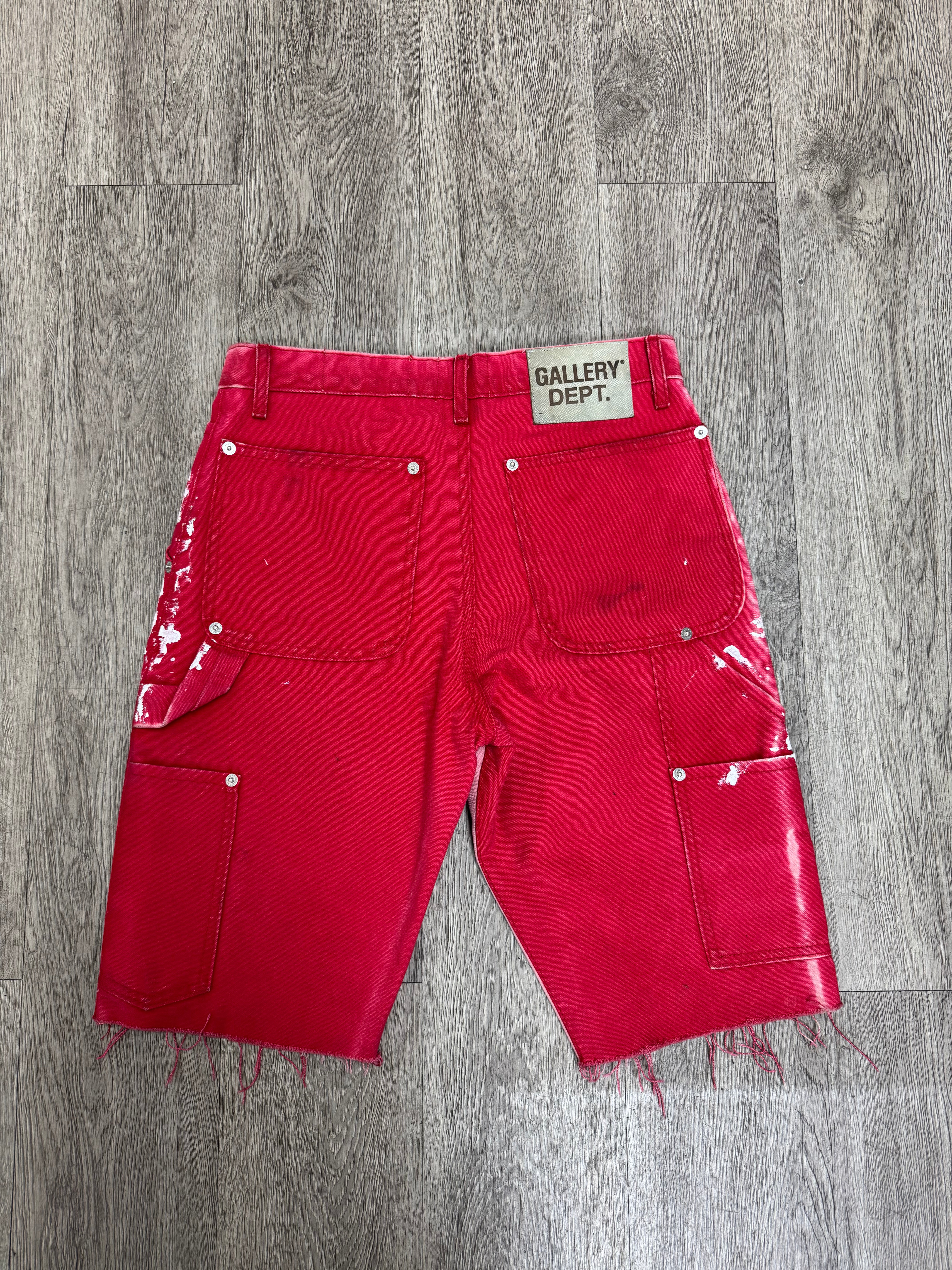 Gallery Dept Red Carpenter Paint Splatter Jean Shorts