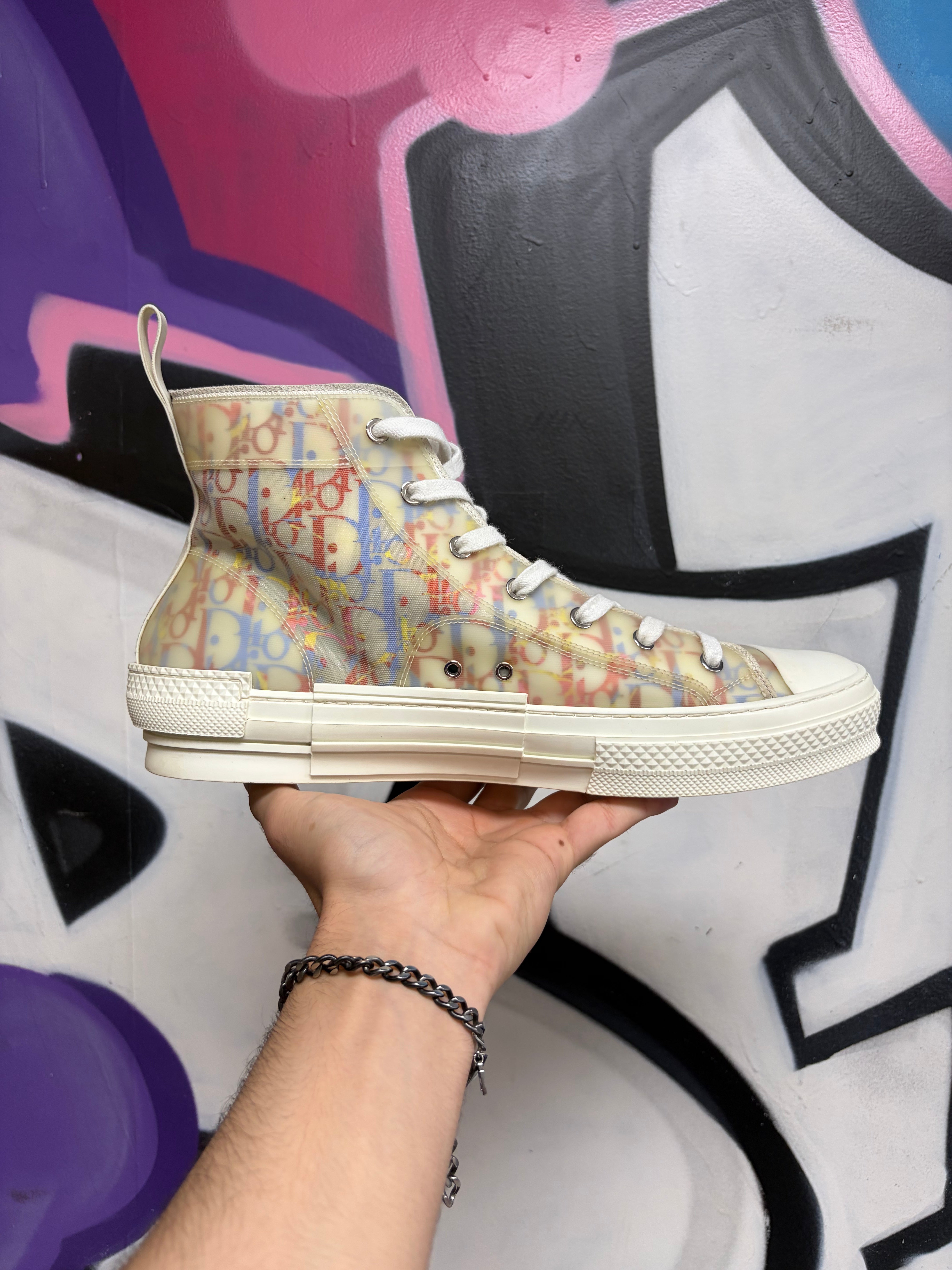 Dior White Multi B23 High Sneakers